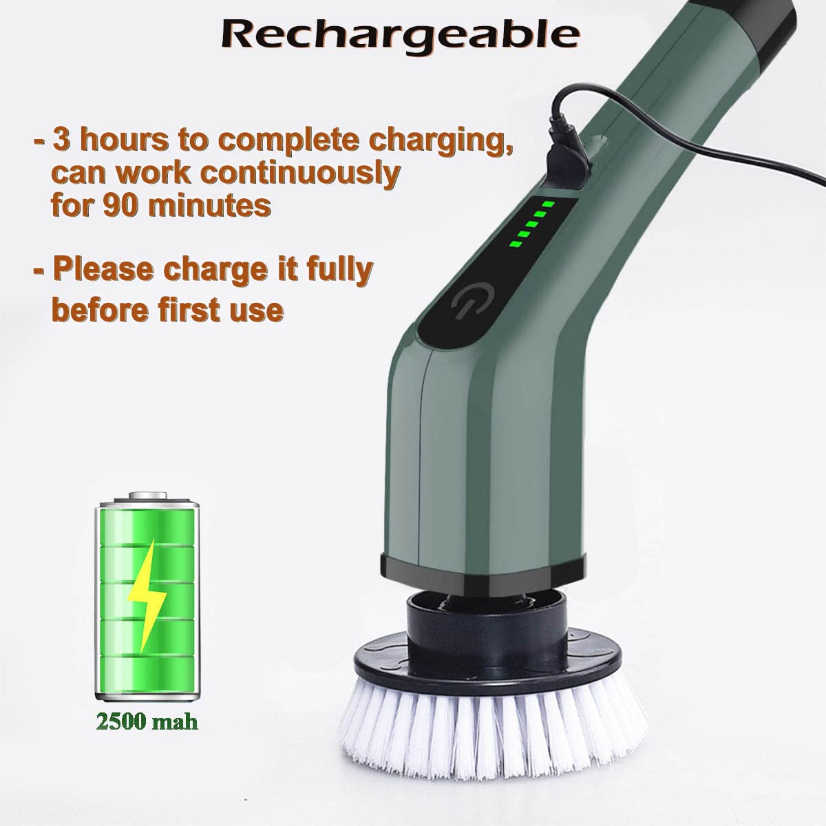 MGLSDeet Electric Spin Scrubber - Rechargeable Bathroom Cleaning Brush with 7 Replaceable Heads for Kitchen, Tile, Sink, Window, Floor & Tub | Powerful Grout Cleaner for Deep Cleaning | Perfect for Shower, Bathtub & Hard-to-Reach Areas