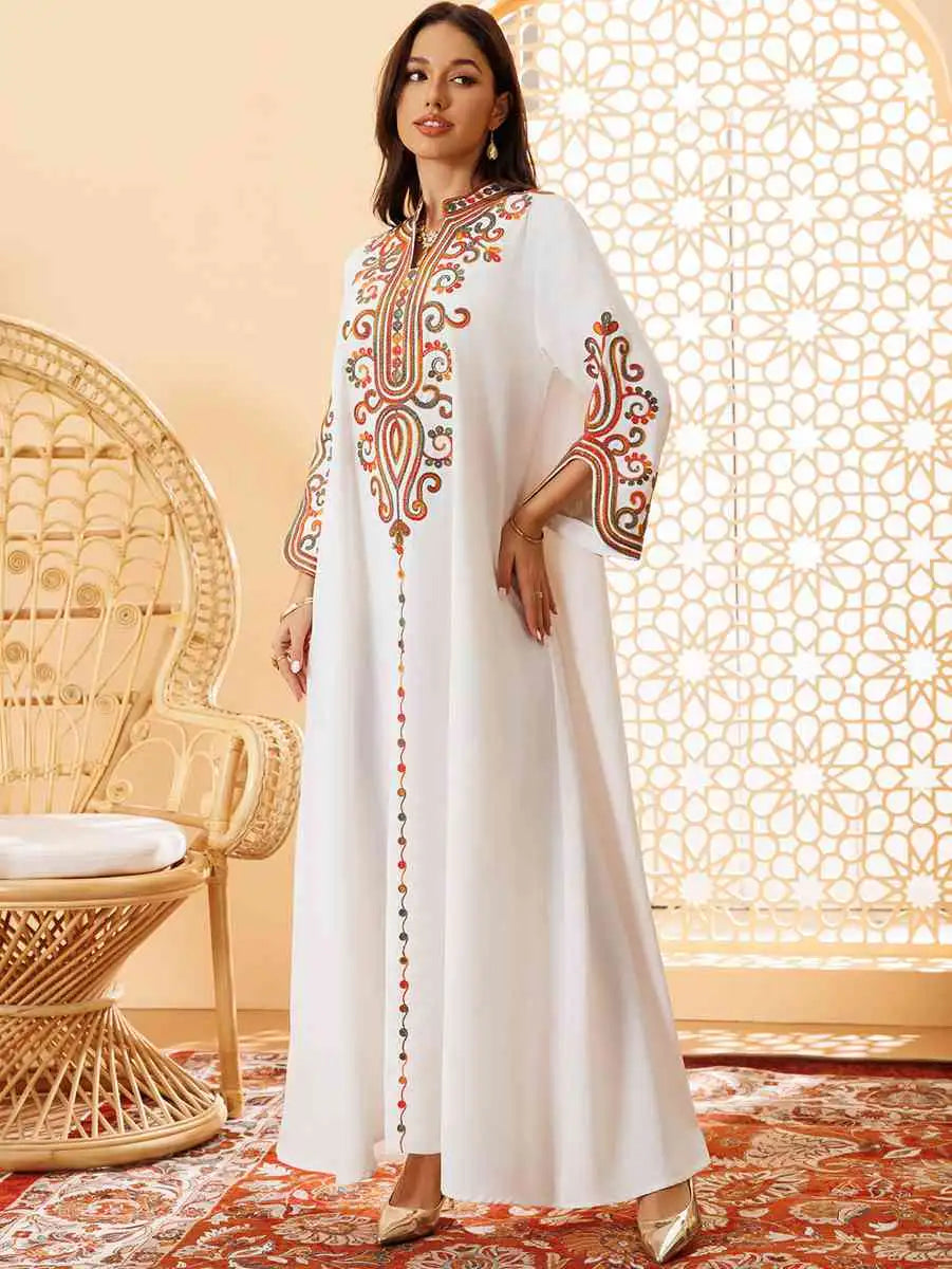 Elegant Arab Rope Embroidery Eid Caftan Kaftan Dress for Women - Traditional Islamic Party Wear for Eid, Wedding & Special Occasions