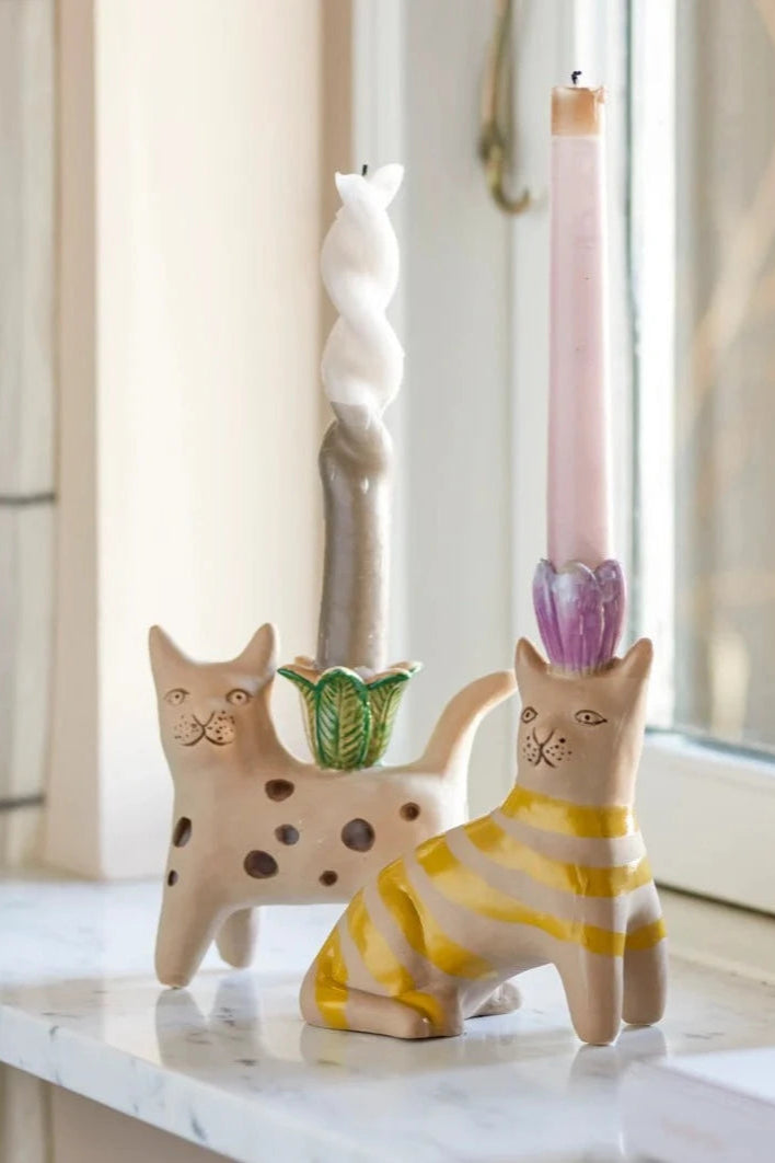 Lil' Kitty Taper Candle Holder - Adorable Cat-Shaped Candle Stand for Home Decor, Wedding Centerpieces & Romantic Dinner Ambiance