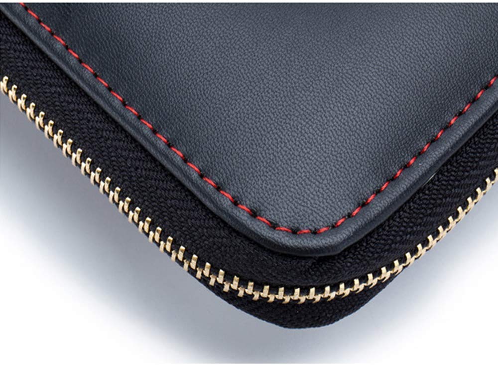 Premium Leather Car Visor Tissue Holder with Zipper - Black Sun Visor Napkin Organizer for Backseat | Car Accessories for Travel, Road Trips & Daily Commute