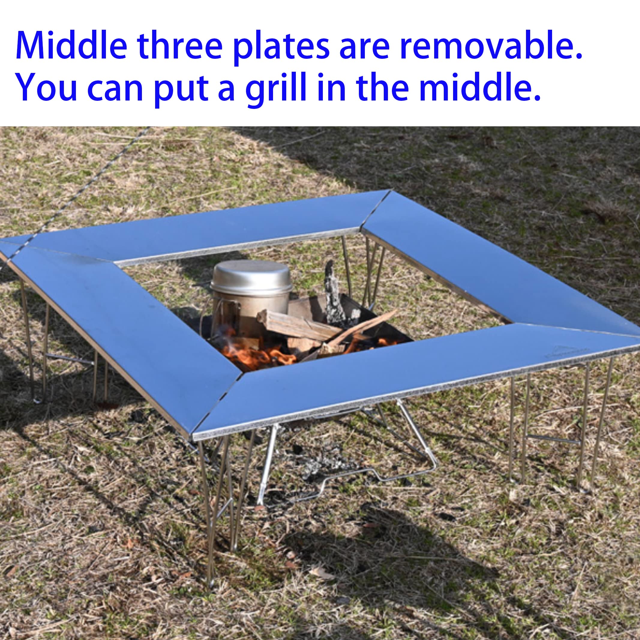 CampingMoon Portable Camping Grill Table with Removable Center Plates & Canvas Carrying Bag - Medium Size, Silver | Perfect for Outdoor BBQ, Picnics, Tailgating & Backyard Gatherings