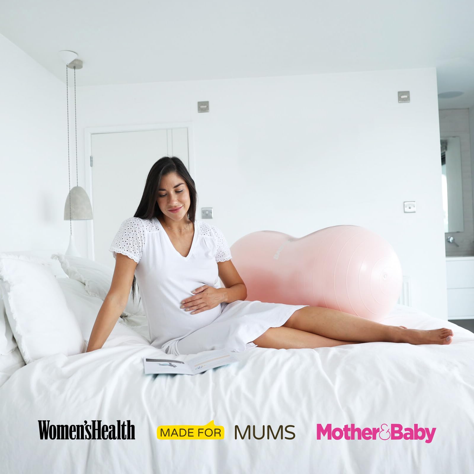 BABYGO® Peanut Ball for Labor & Delivery, Pregnancy Exercise Ball with Foot Pump & Maternity Guide Book | Anti-Burst Birthing Ball for Yoga, Physical Therapy & Postpartum Recovery | Perfect for Home, Hospital & Birth Center Use