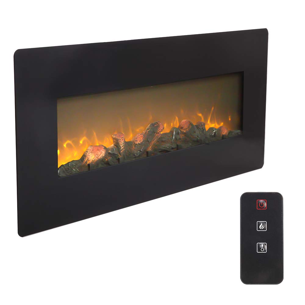 MengK ZOKOP SF310-42AX 42 Inch 1400W Electric Fireplace Heater - Wall Mounted, Remote Control, Realistic Wood Effect - Perfect for Living Room, Bedroom & Office Warming