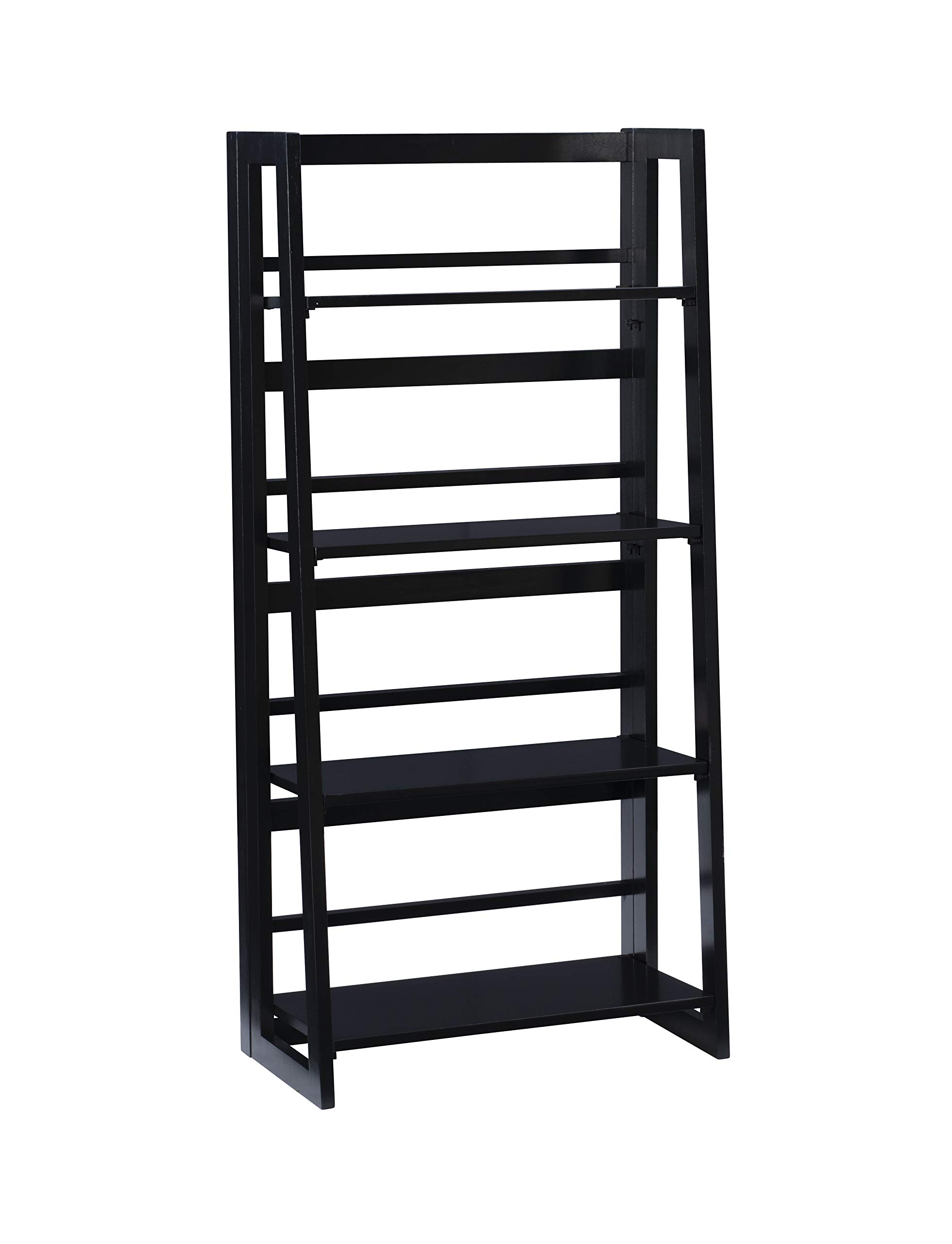 Linon Black 4-Shelf Felicia Folding Bookcase - Space-Saving Storage for Books, Toys & Home Decor | Perfect for Living Room, Bedroom or Office Organization
