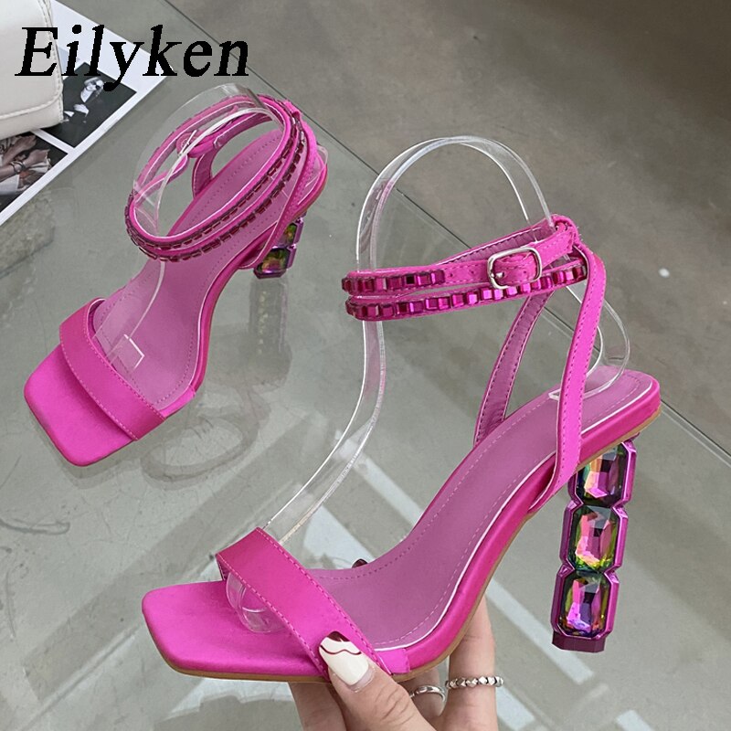 Elegant Women's Crystal Embellished High Heel Sandals - Perfect for Weddings, Parties & Special Occasions