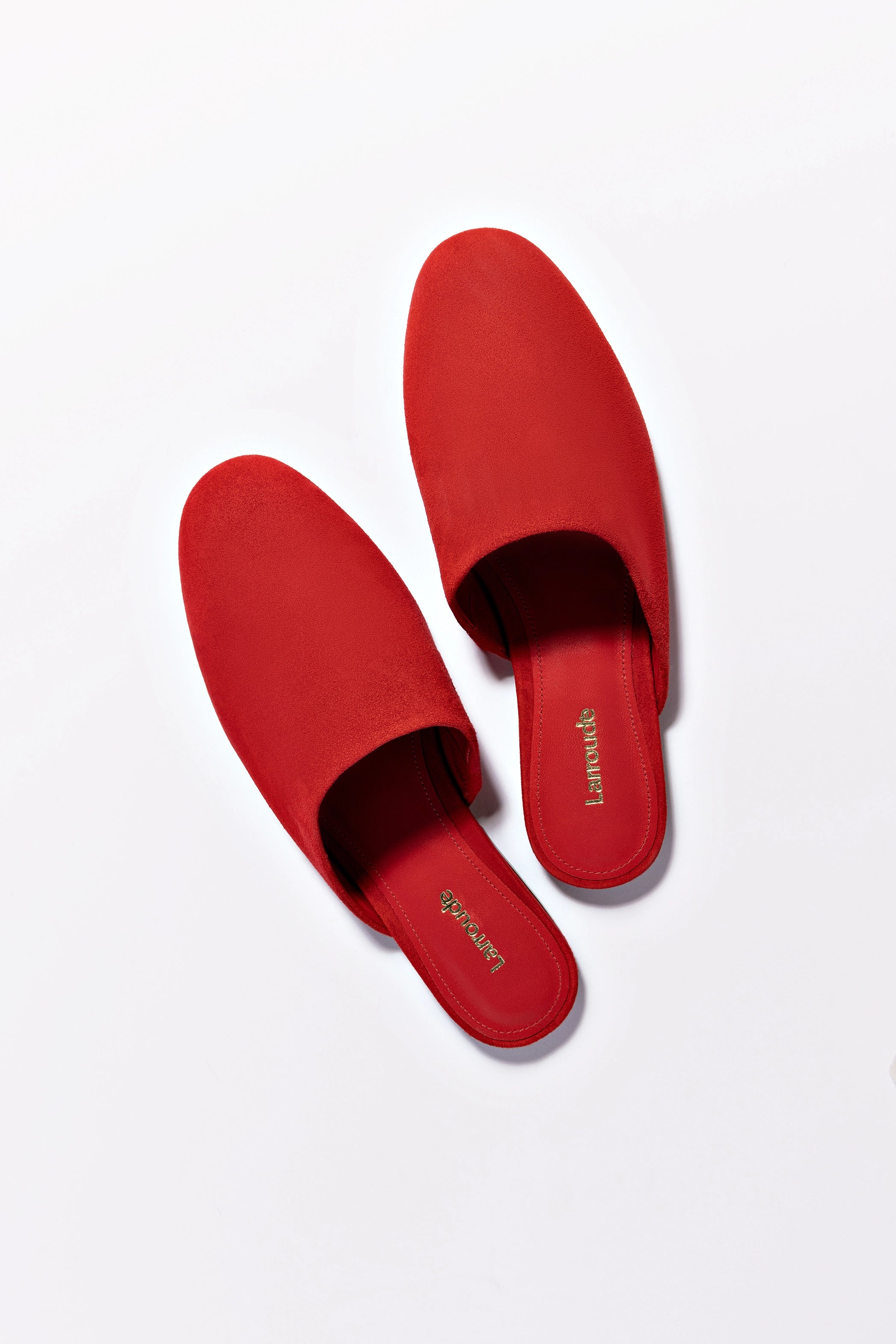 Venice Flat Mule and Pouch Kit - Women's Suede Slip-On Shoes in Scarlet Red | Comfortable Casual Loafers for Work, Travel & Everyday Wear