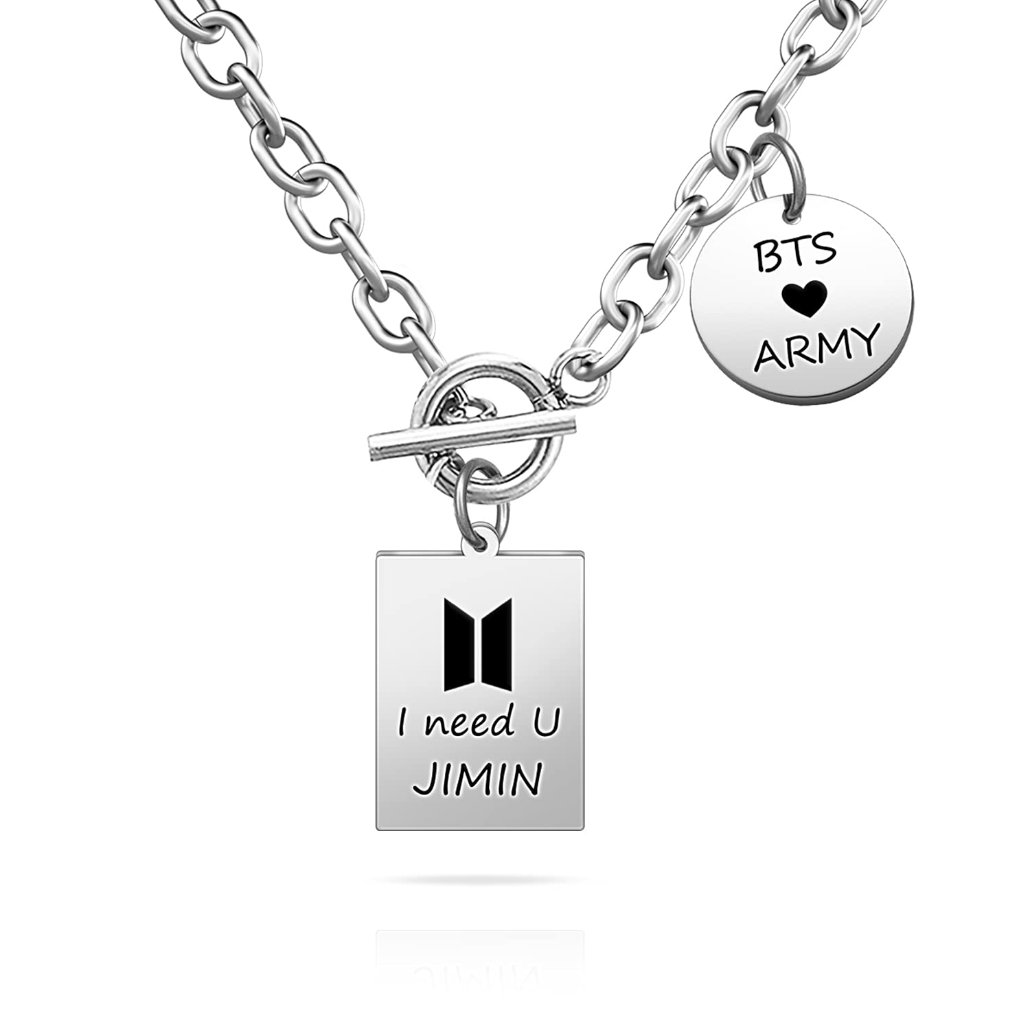 BTS Kpop Army Necklace for Women - Bangtan Boys Jewelry with JIMIN, JIN, JK, JHOPE, RM, SUGA, V Charms - Perfect Gift for Kpop Fans & BTS ARMY - Ideal for Concerts, Fan Meetings & Daily Wear