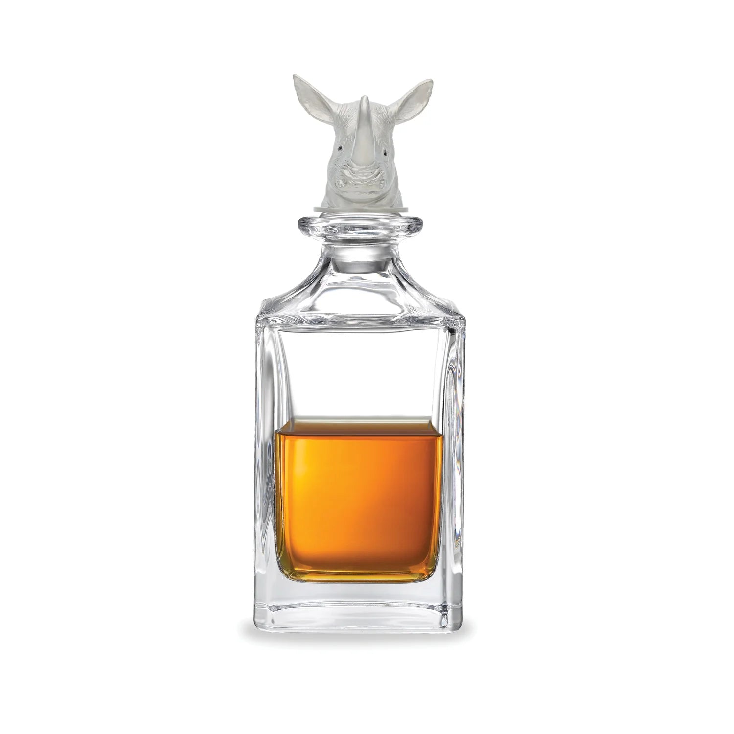 Deakin & Francis Luxury Rhino Head Crystal Decanter - Elegant Whiskey & Wine Decanter for Home Bar, Gifts & Special Occasions