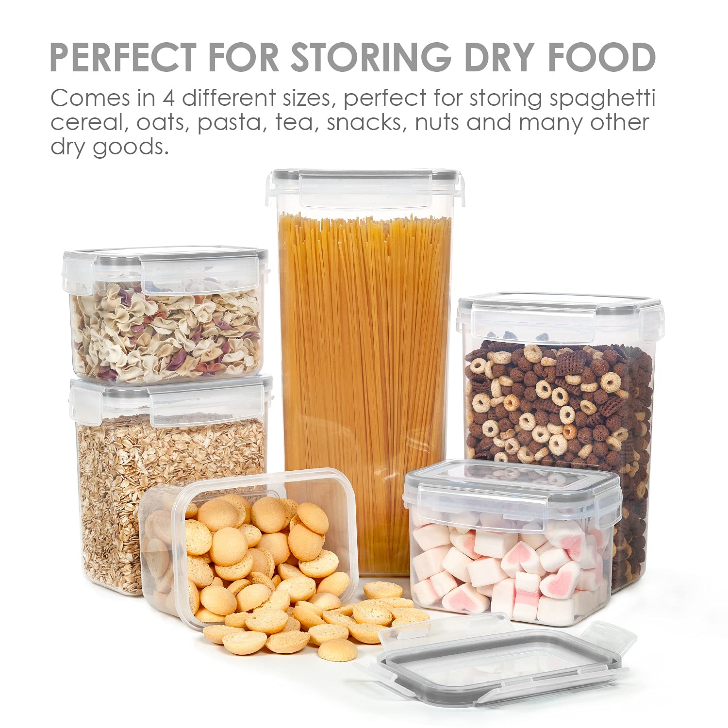 Vtopmart 24-Piece Airtight Food Storage Containers Set - BPA-Free Plastic Kitchen Canisters for Cereal, Flour, Sugar & Dry Food - Pantry Organization with Lids & 24 Labels (Gray) - Ideal for Meal Prep, Baking & Kitchen Storage