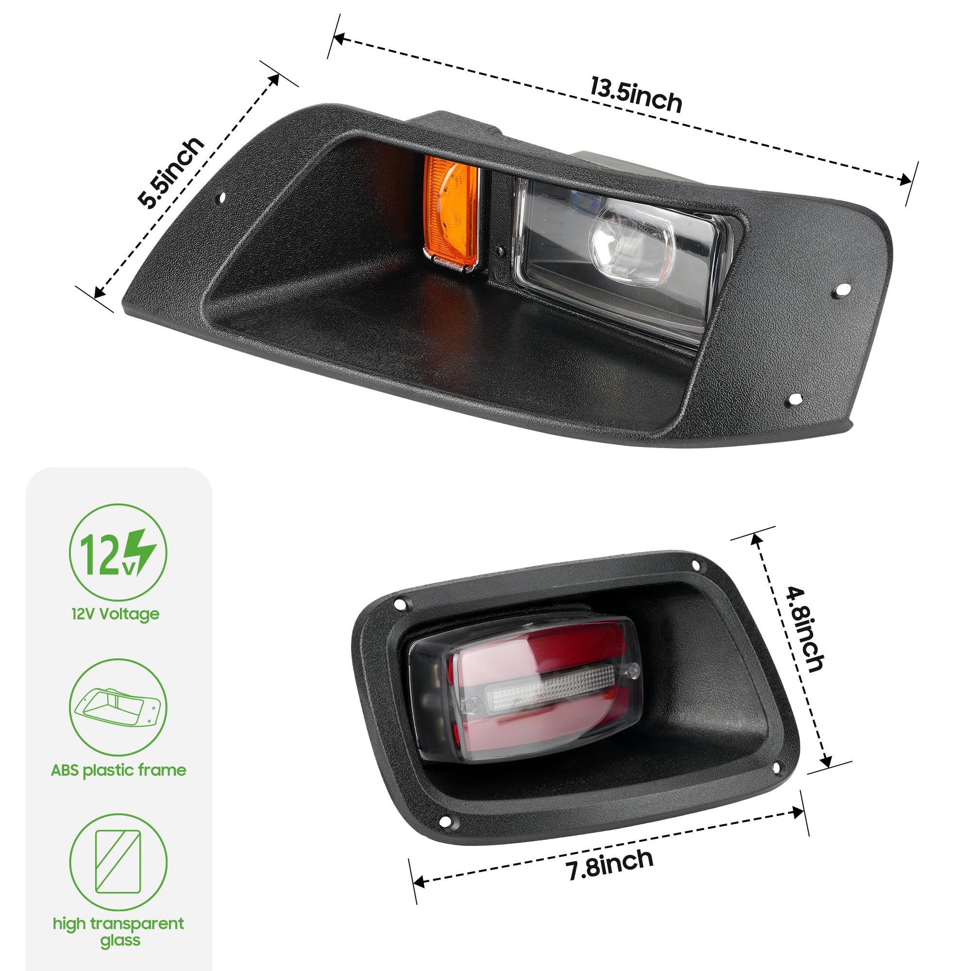 EZGO TXT Golf Cart Headlight Kit 1996-2013 (10L0L) - Complete 12V-48V Lighting Set with LED Headlights, Tail Lights & Turn Signals | Daytime Safety Mode for Club Car, Yamaha & More | Perfect for Night Golfing, Camping & Neighborhood Cruising
