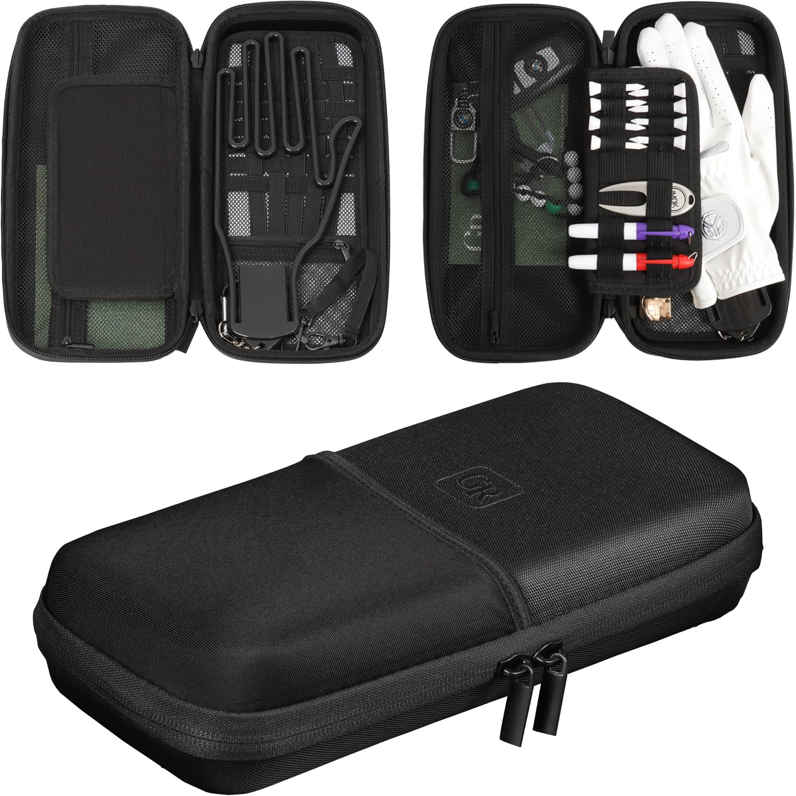 2 Layer Golf Trunk Organizer & Travel Shoe Bag with Gloves Holder - Premium Golf Bag Accessories for Storage & Organization (Black) | Perfect for Golf Trips, Car Storage & Equipment Protection
