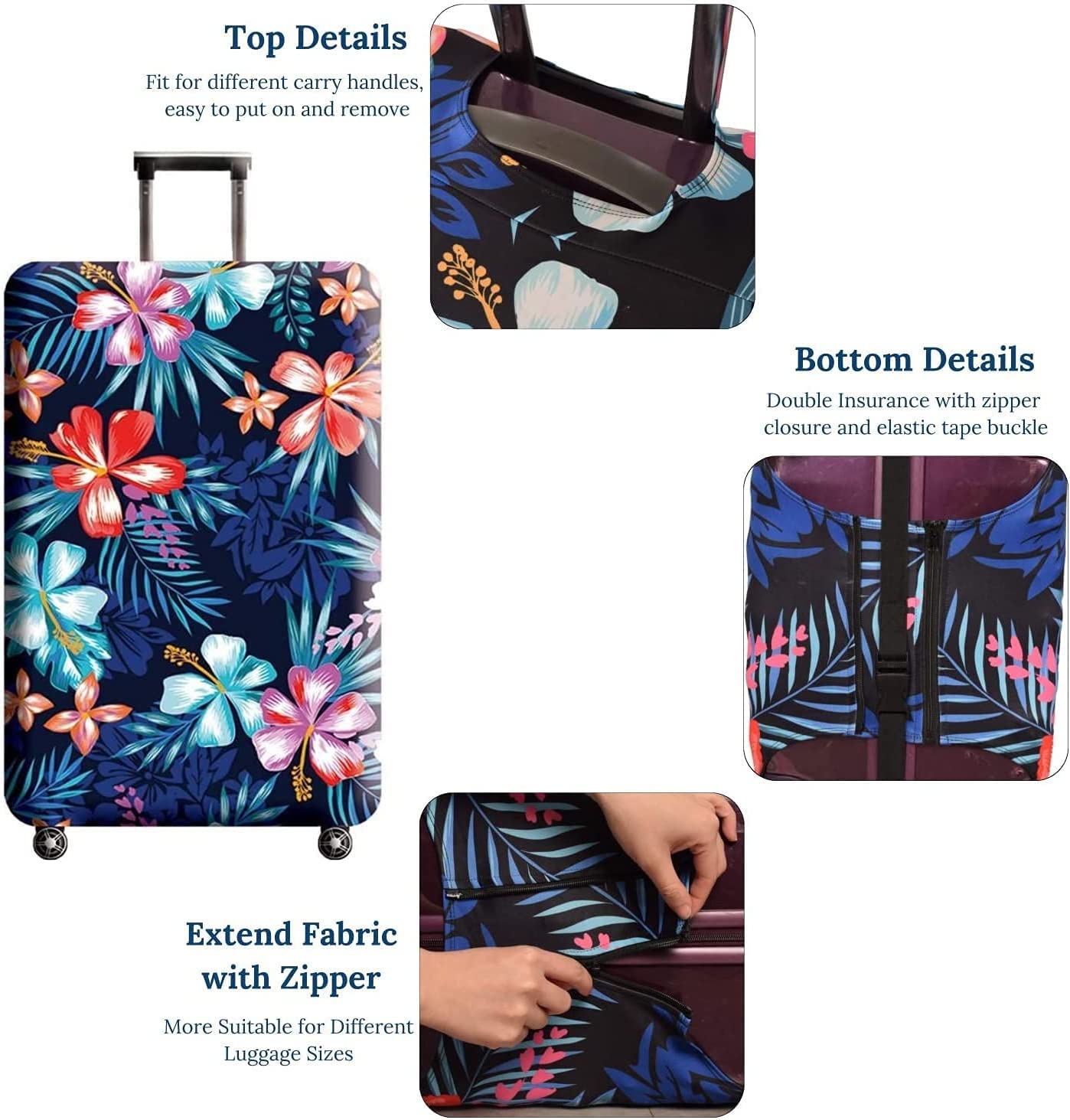 **Elastic Spandex Luggage Cover - Washable Suitcase Protector for 19-20 Inch Bags | Travel Accessory for Floral Design Suitcases**    *(Perfect for protecting your luggage from scratches, dirt, and wear during flights, road trips, and train travels.)*