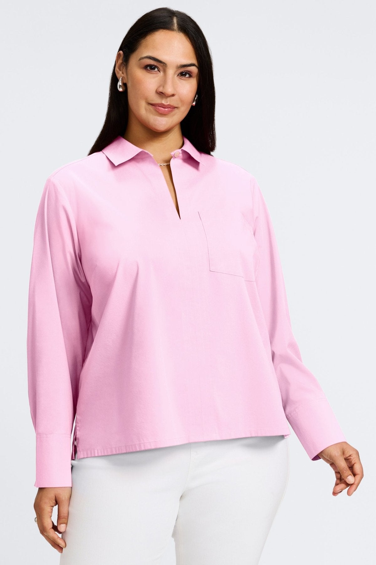 Bella Plus Wrinkle-Free Stretch Long Sleeve Shirt for Women - Comfortable Office Wear & Casual Outfits