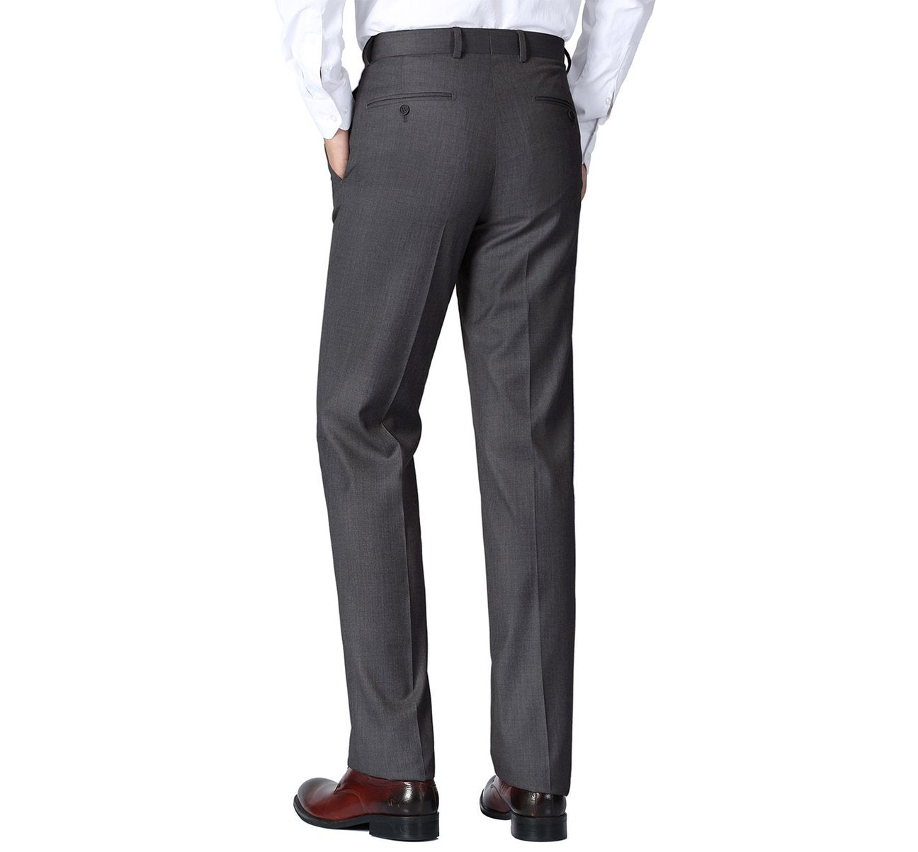 Renoir Alessandro Vitello Charcoal Classic Fit Flat Front Suit Pants for Men | Premium Dress Pants for Business, Office & Formal Occasions