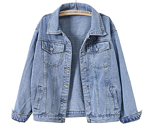 PAODIKUAI Women's Oversized Denim Jacket - Boyfriend Style Jean Jacket Coat for Plus Size Ladies | Casual Outerwear for Streetwear, Dating & Fall Fashion