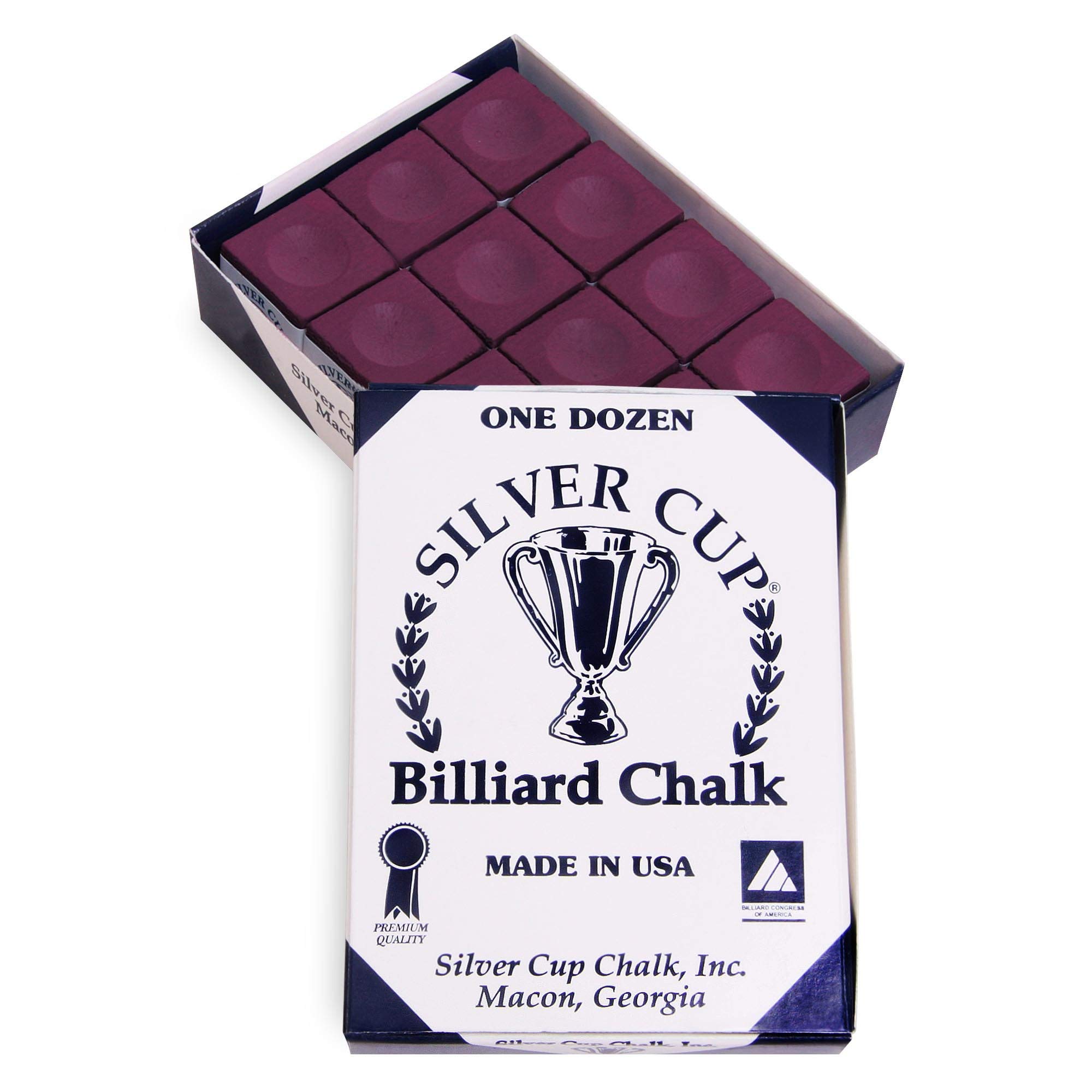 Premium Silver Cup Billiard Chalk - 144 Pieces (One Gross) in Wine Color - Perfect for Pool Tables, Bars, and Professional Tournament Play
