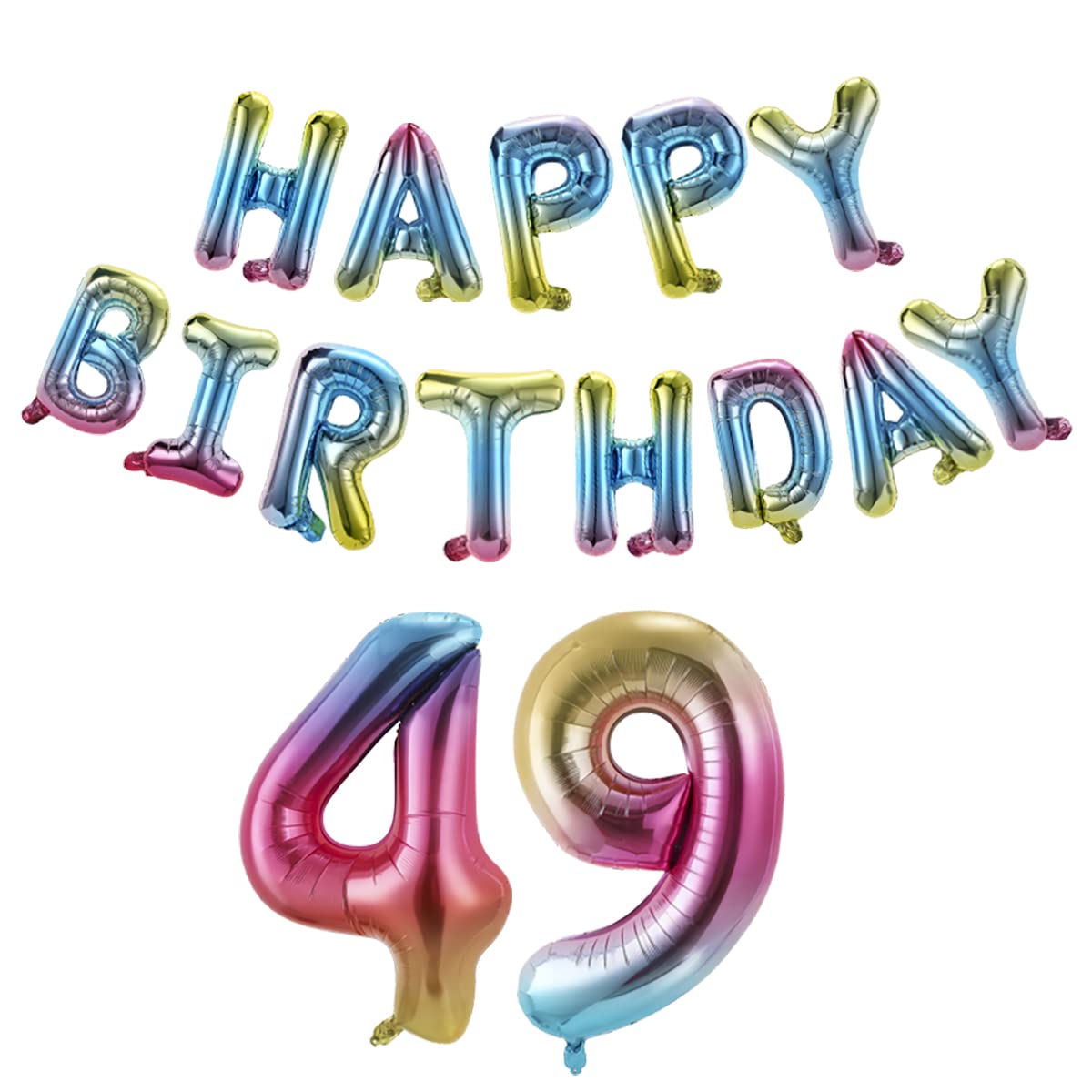 Birbirth 40 Inch Happy Birthday Number 49 Banner Balloons - Rainbow Gradient Foil Balloon Letters for Men & Women - 49th Anniversary Party Decorations - Perfect for Birthday Celebrations, Anniversary Parties & Special Events