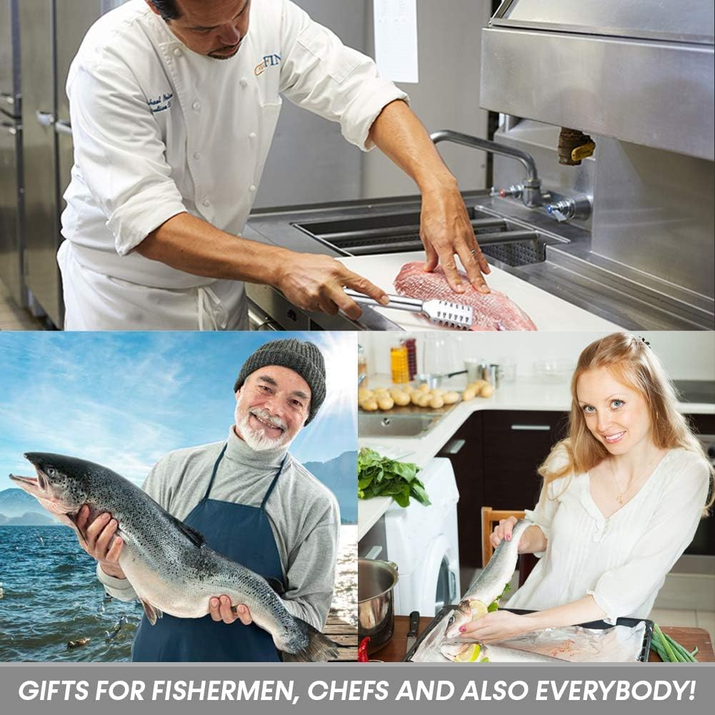 NAPPWE Stainless Steel Fish Scale Scraper - Professional Fish Skin Remover & Peeler Tool with Sawtooth Blade - Perfect for Cleaning Fish, Kitchen Prep & Seafood Cooking