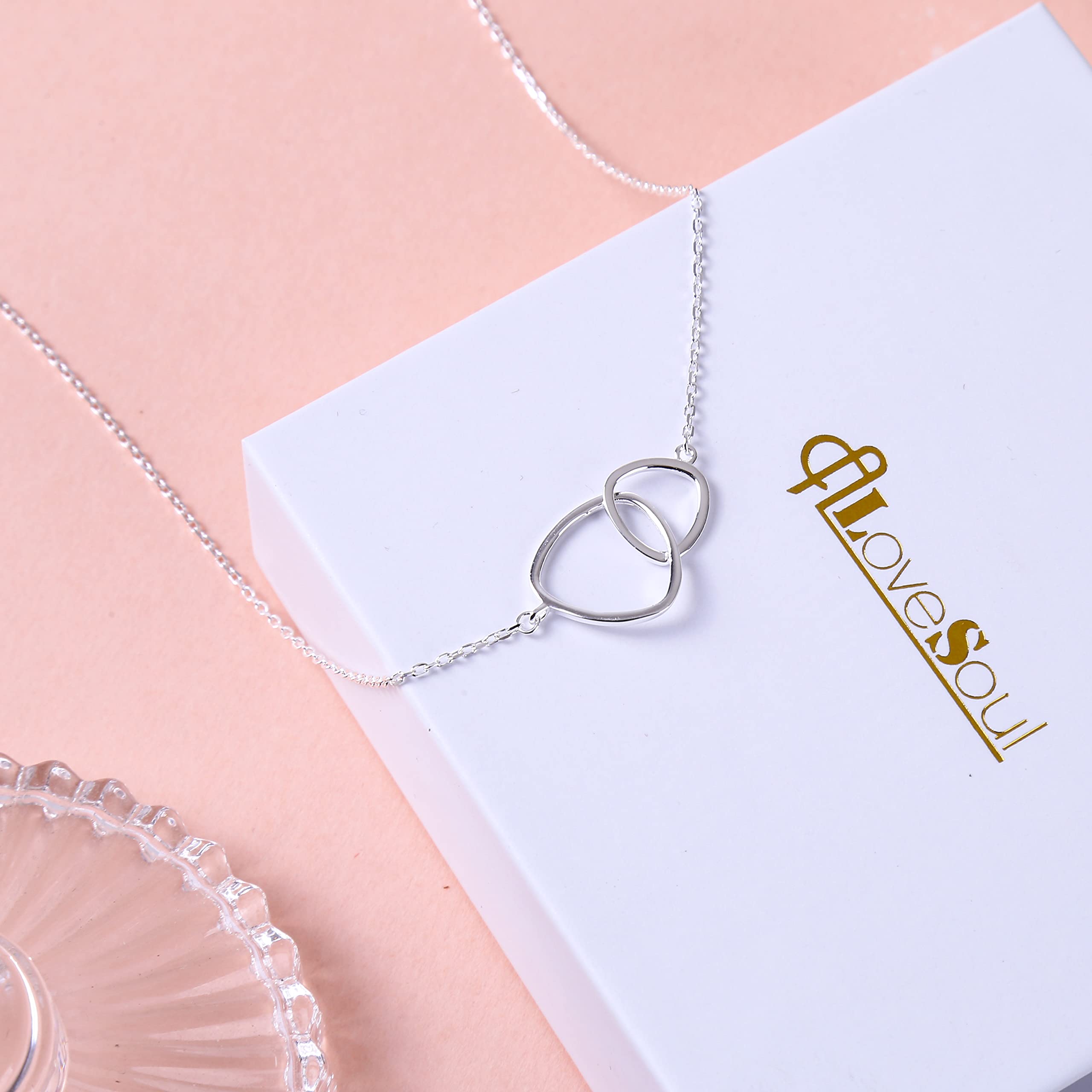 ALoveSoul Best Friends Necklace - Sterling Silver Infinity Double Triangle Pendant, Matching Friendship Jewelry for Women | Perfect Birthday Gift for Her, Sister & BFF | Ideal for Anniversaries, Valentine's Day & Special Occasions