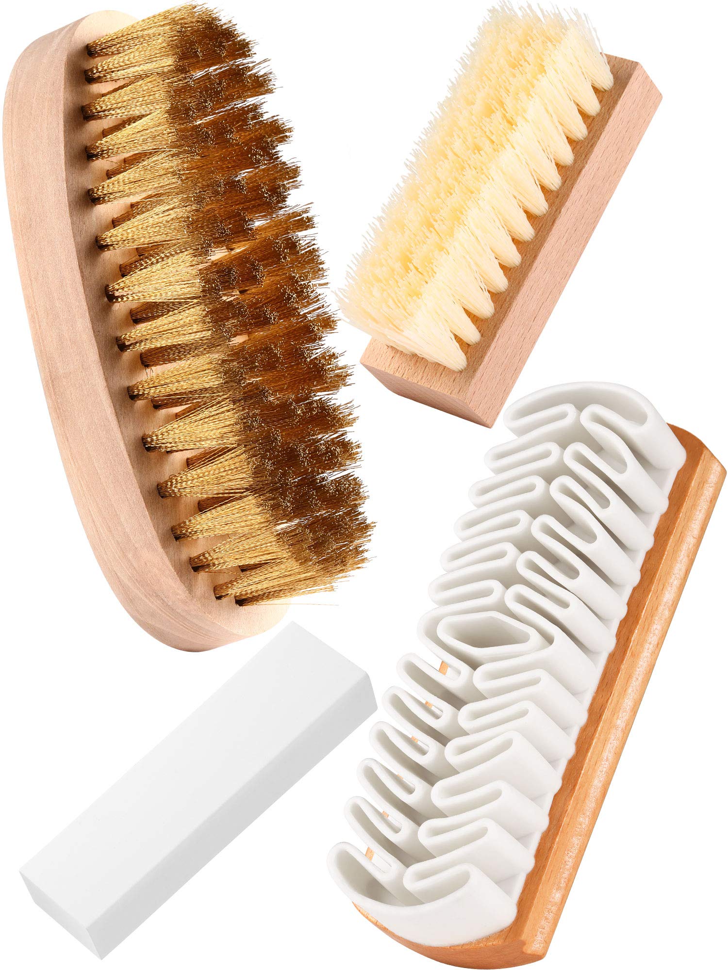 YoungJoy 4-Piece Suede & Nubuck Shoe Cleaning Kit - Premium Leather Shoe Brush, Shine Dauber, Crepe Applicators & Cleaning Eraser - Perfect for Sneakers, Boots & Dress Shoes Care