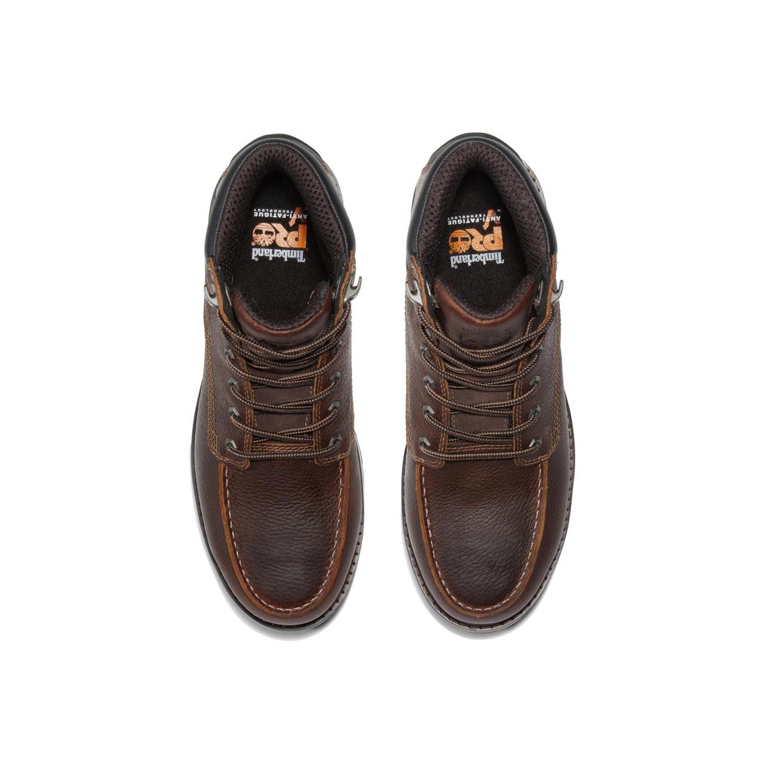 6 Inch Alloy Toe Work Boots for Men - Brown Safety Shoes for Construction & Industrial Work - Slip Resistant & Comfortable Work Boots for Warehouse, Landscaping & Heavy Duty Jobs