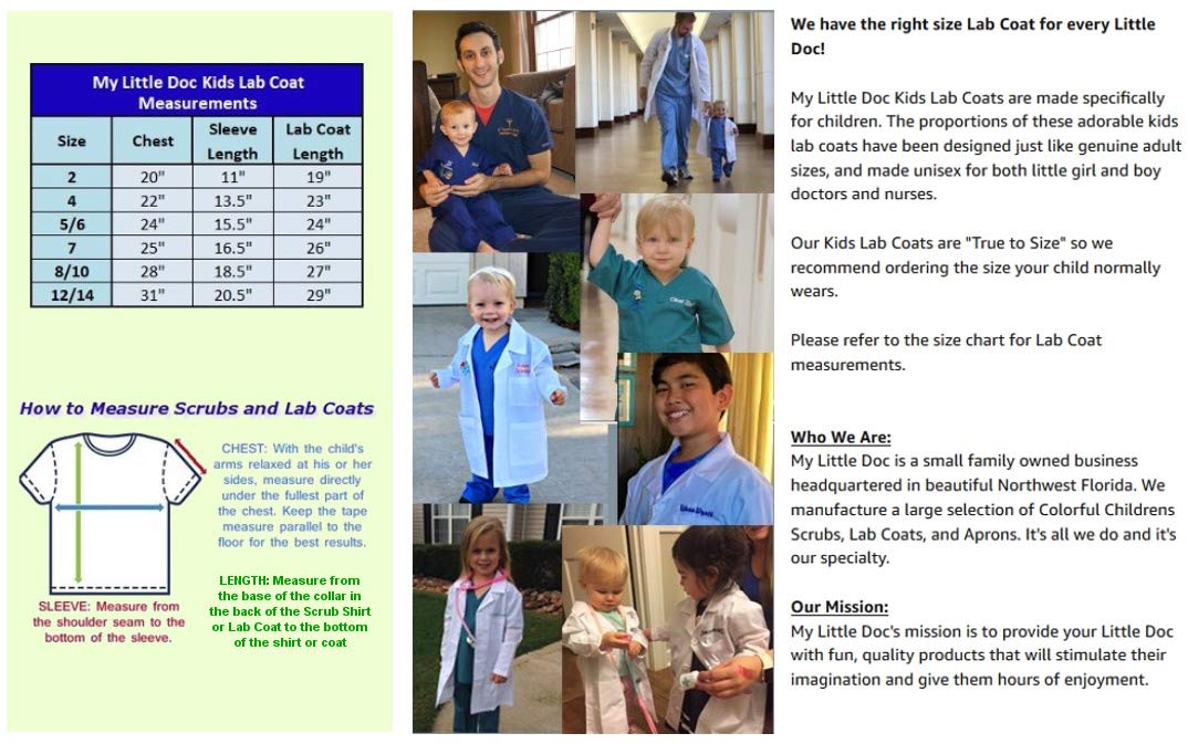 Kids Dentist Lab Coat - White Doctor Coat for Children Role Play & Pretend Play - Perfect for Halloween Costume, Career Day & Dress-Up Fun
