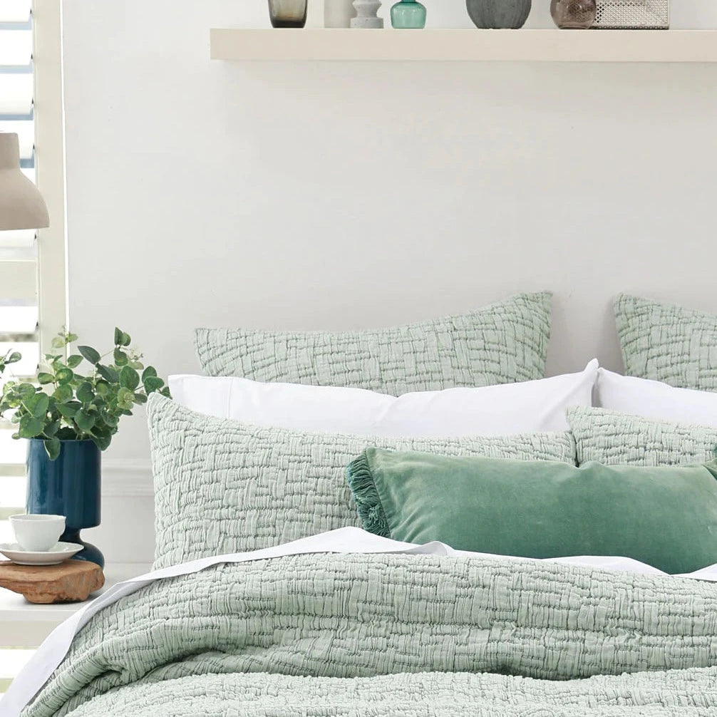 Premium Livie Mist European Pillowcase Set - 100% Cotton Luxury Bedding by MM Linen - Perfect for Master Bedroom, Guest Room & Hotel Decor