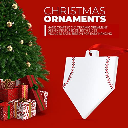 Baseball Ceramic Ornament - Handmade Home Plate Christmas Tree Decoration for Sports Fans | Perfect Gift for Baseball Lovers | Holiday Decor, Sports Themed Party & Fan Cave Display
