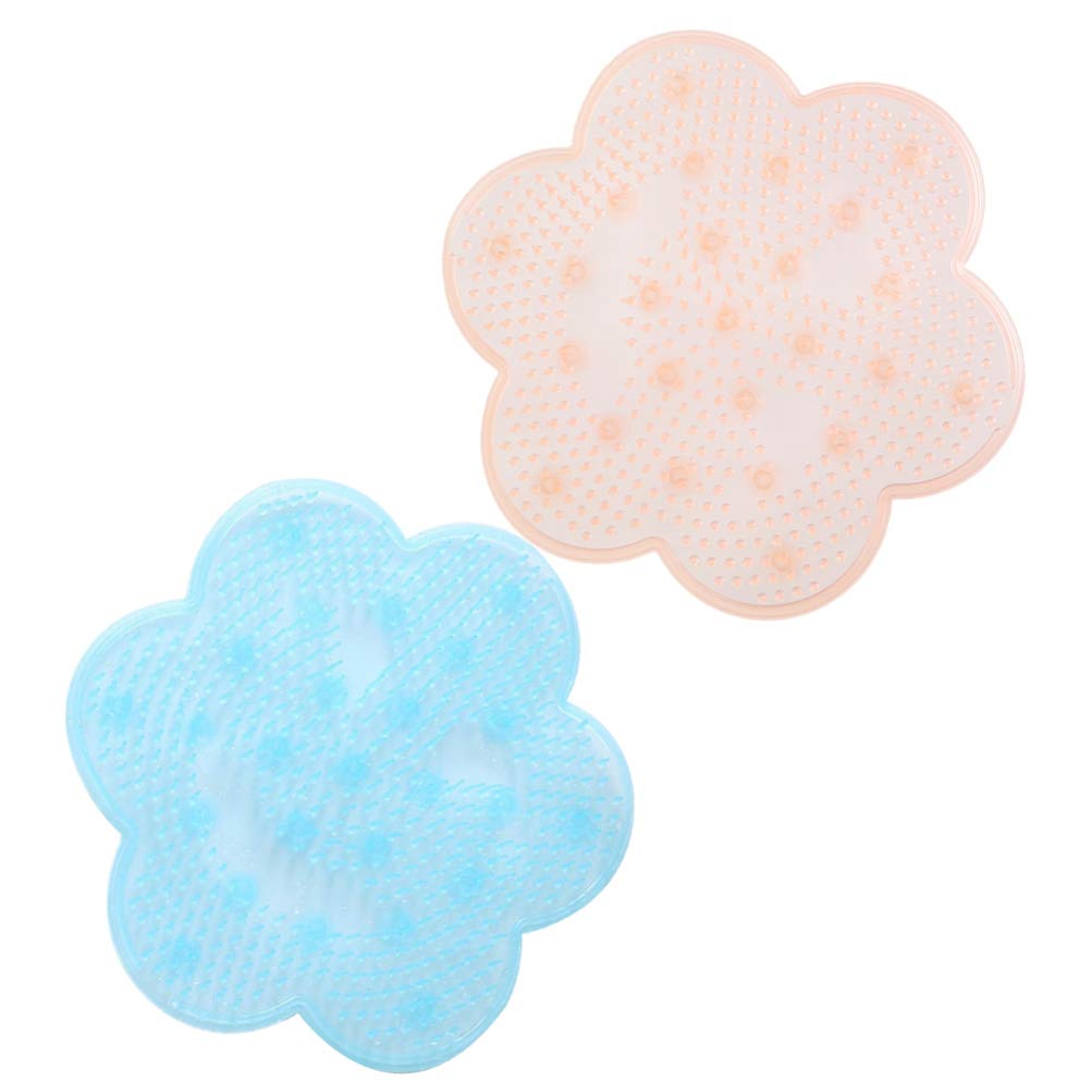 ARTIBETTER 2-Pack Shower Foot Scrubber and Massager with Acupressure Nodes - Non-Slip Suction Cup Exfoliating Brush for Callus Removal (Blue & Pink) - Perfect for Relaxing Foot Care in Bath or Shower