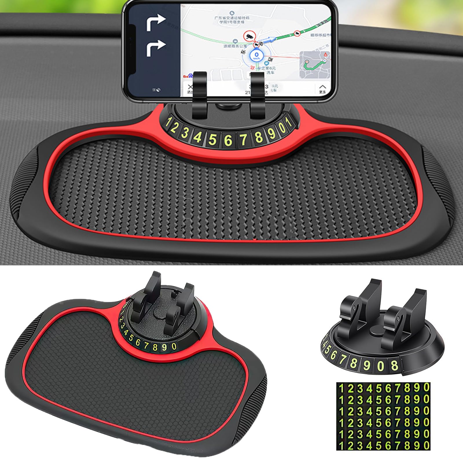 Non-Slip Car Dashboard Mat with Universal Phone Holder - Extra Large Anti-Slip Pad for Smartphones, Keys & Gadgets | Perfect for Road Trips, Commuting & Safe Driving Accessories