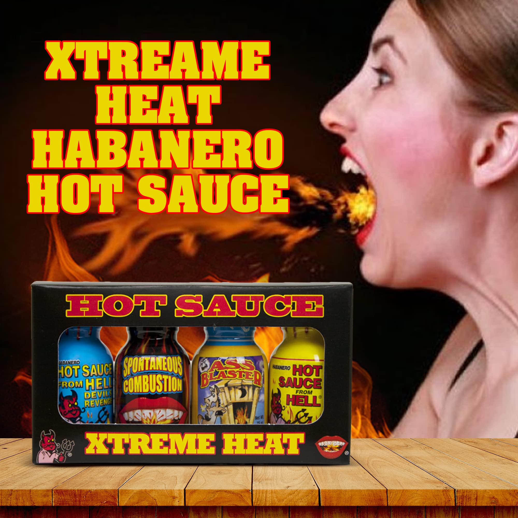 Xtreme Heat Hot Sauce Bottles Gourmet Gift Set - 4 Pack Travel Size Spicy Condiments | Perfect Christmas Gifts for Hot Sauce Lovers | Ideal for Cooking, Grilling & Travel