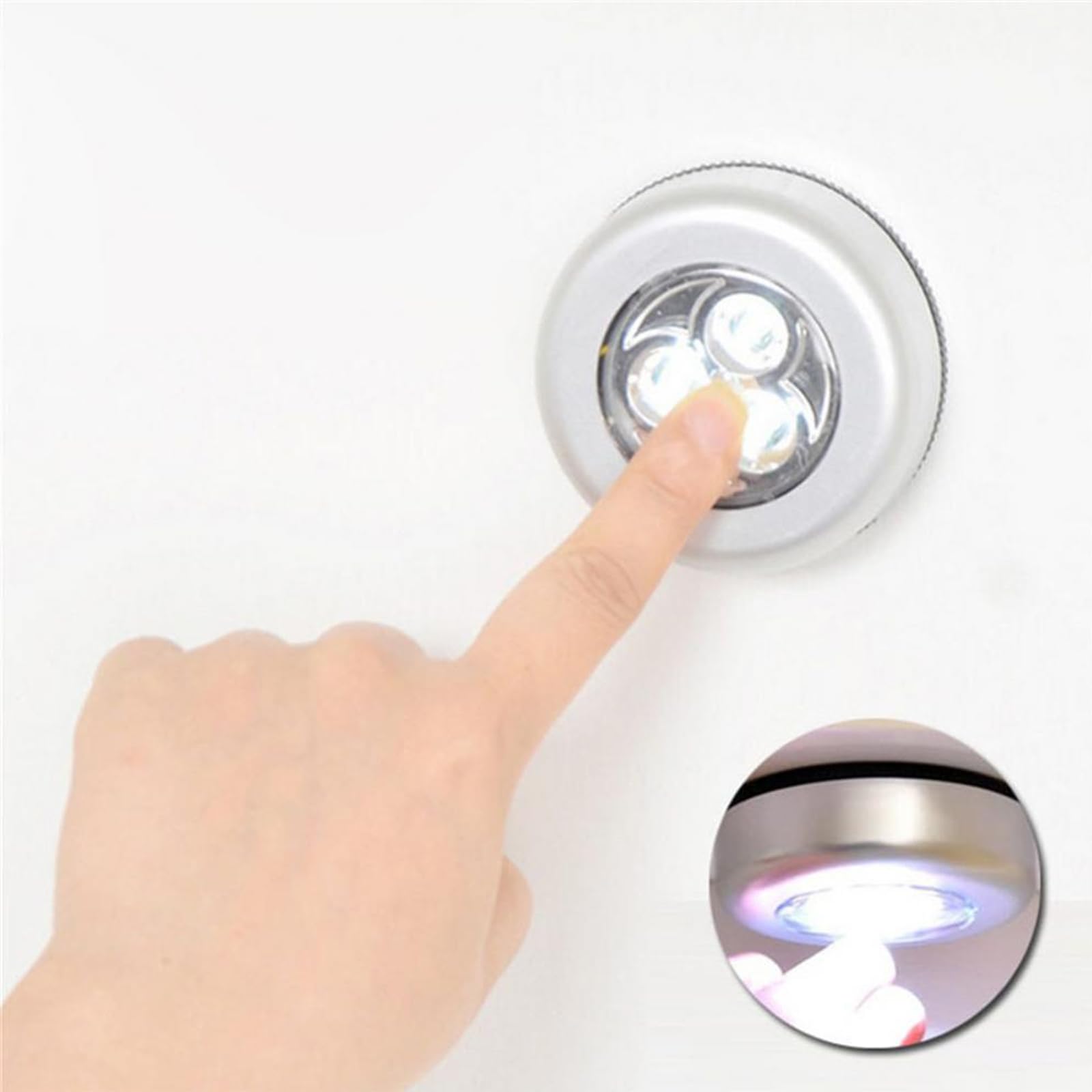 Wireless Tap Light - Silver Touch Activated LED Closet Light for Closet, Garage, Counter, Ceiling | Battery Powered Stick-On Night Light for Bedroom, Hallway, Stairs & Nursery