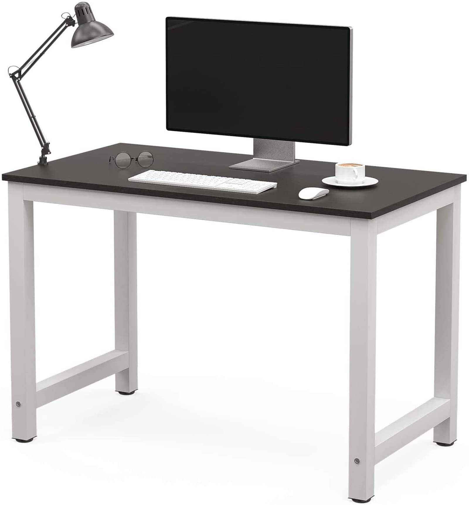 Keseno 43 Inch Large MDF Computer Desk - Sturdy Home Office Desk for PC & Laptop, Study Writing Workstation with Durable Black Finish - Perfect for Small Spaces, Remote Work & Online Learning