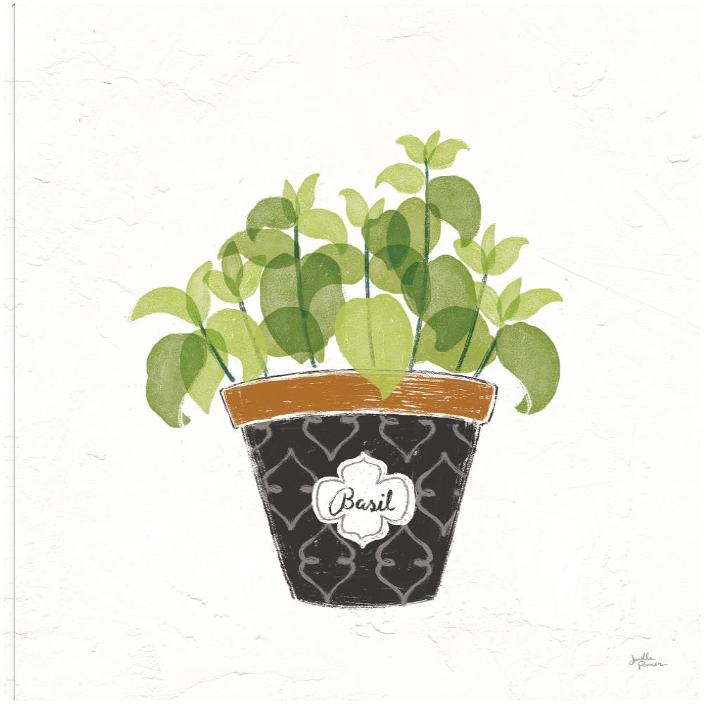 Fine Art Canvas - Fine Herbs VIII by Janelle Penner | 22x22 Inch Ready-to-Hang Wall Decor for Living Room, Bedroom, Office & More | Botanical Kitchen Art, Spa Bathroom Decor, Dining Room Painting