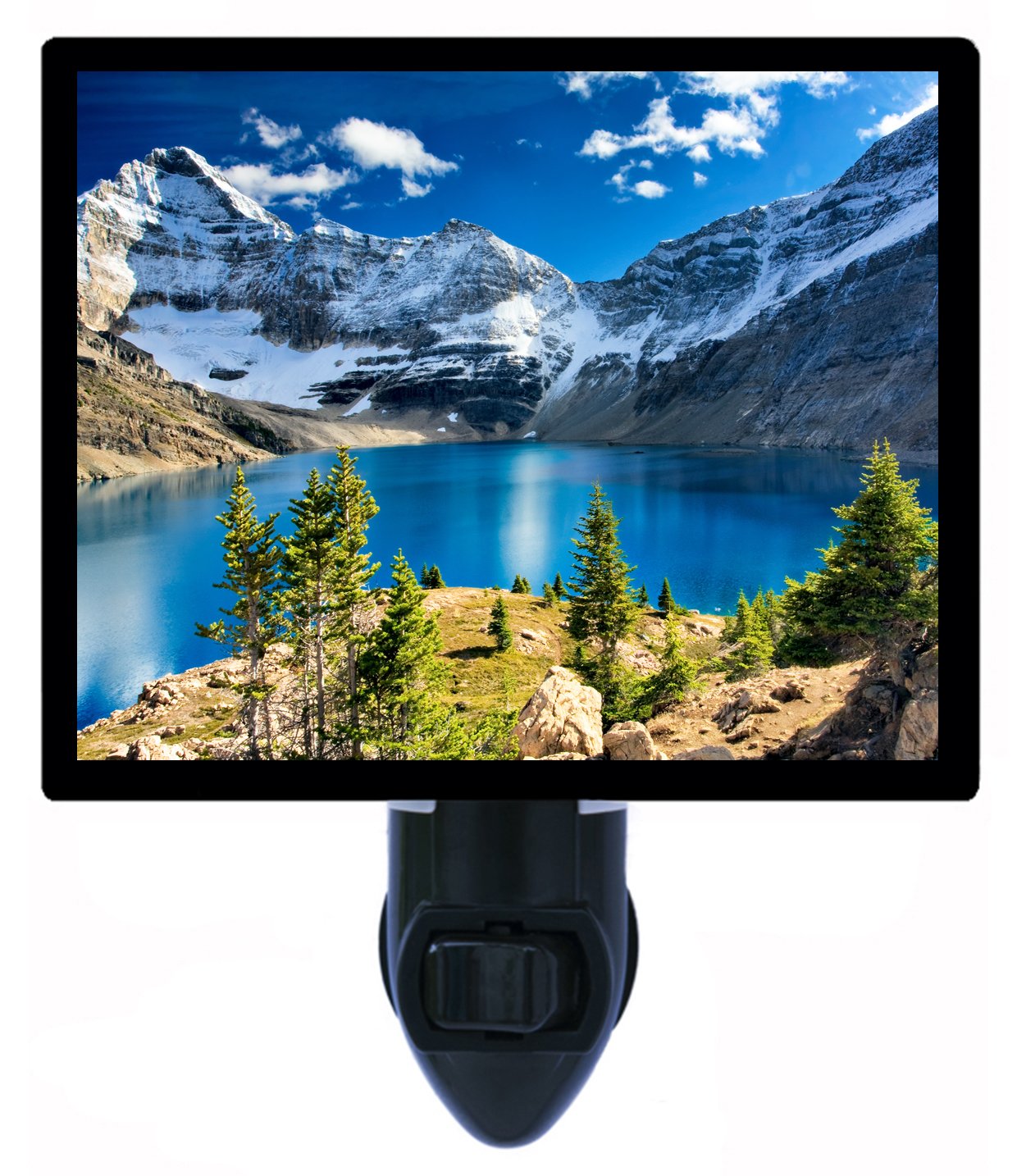 Mountain Lake Scenic LED Night Light - Dimmable, Energy-Efficient Bedside Lamp for Kids & Adults - Perfect for Nursery, Bedroom, Hallway Nightlight