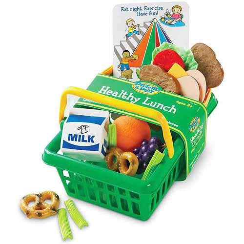 Learning Resources Pretend & Play Healthy Foods Set - 3 Baskets of Plastic Play Food for Kids Ages 3+ | Perfect for Preschool Learning, Role Play & Healthy Eating Education