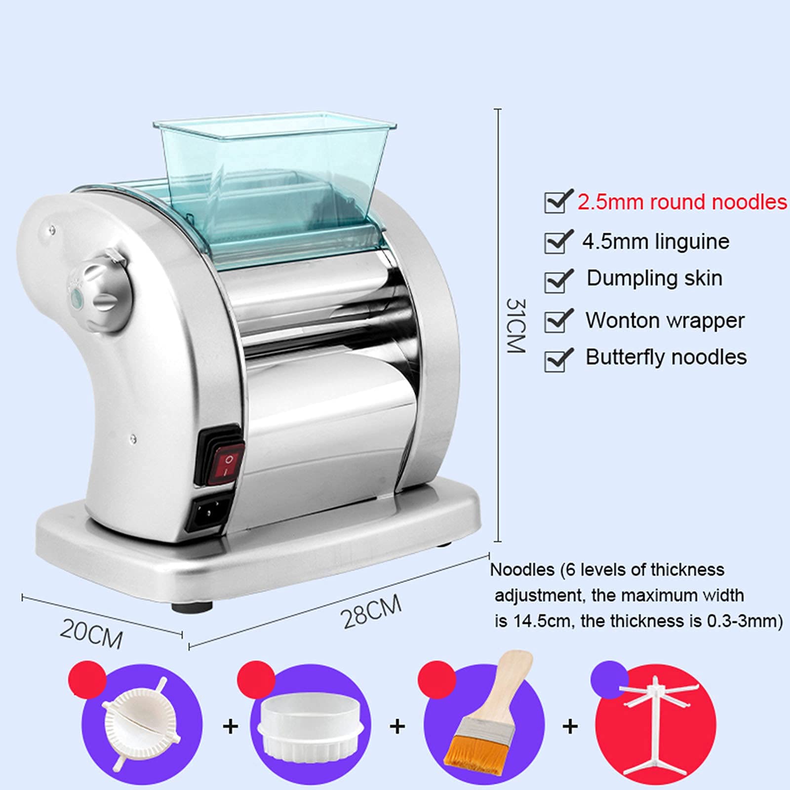 Electric Pasta Maker Machine - Stainless Steel Noodle Maker for Homemade Spaghetti, Fettuccine & Dough | Kitchen Tool for Fresh Pasta Making at Home | Perfect for Italian Cuisine, Family Dinners & Restaurant-Style Meals