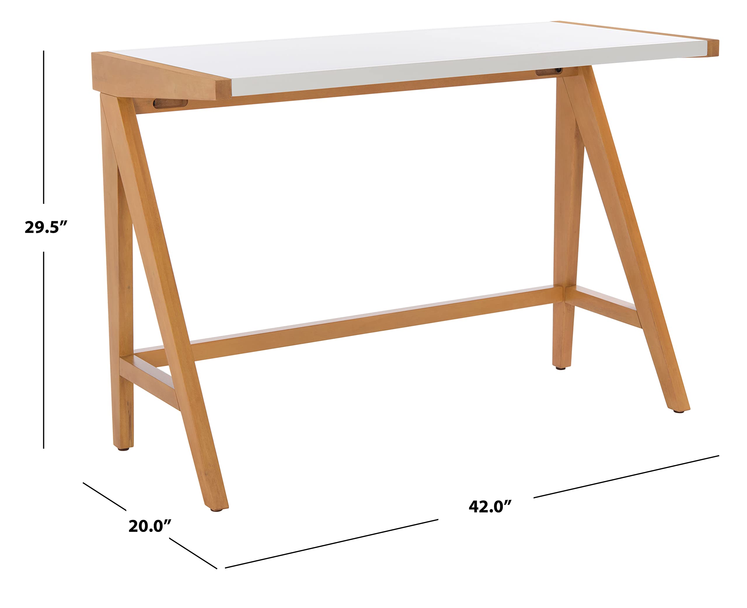 SAFAVIEH Ripley Oak & White Modern Writing Desk DSK5001A - Perfect for Home Office, Study Room & Workspace Decor