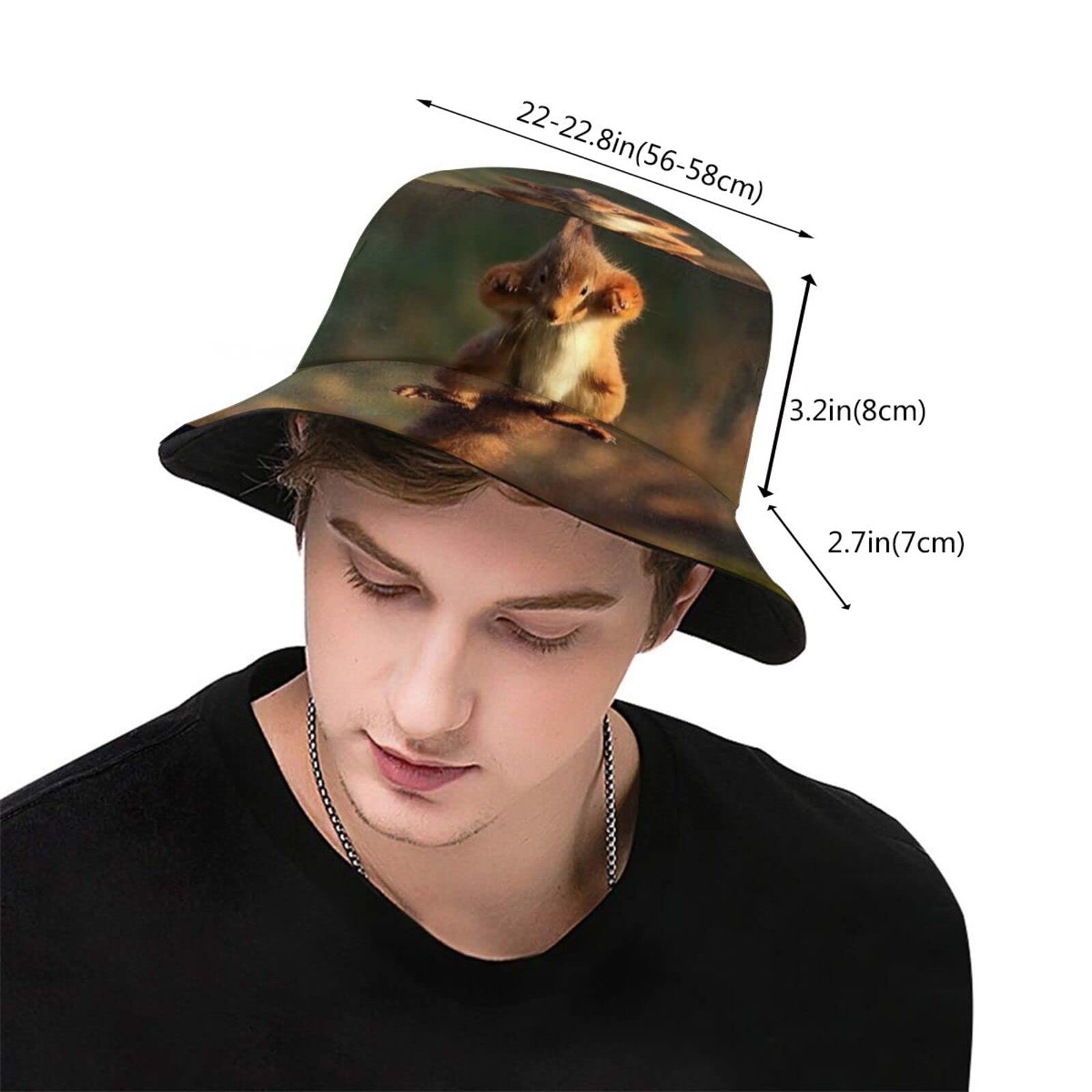 Cute Squirrel Bucket Hat for Women & Men - Animal Print Fisherman Sun Hat for Outdoor Activities, Beach, Hiking & Happy Muharram Celebrations