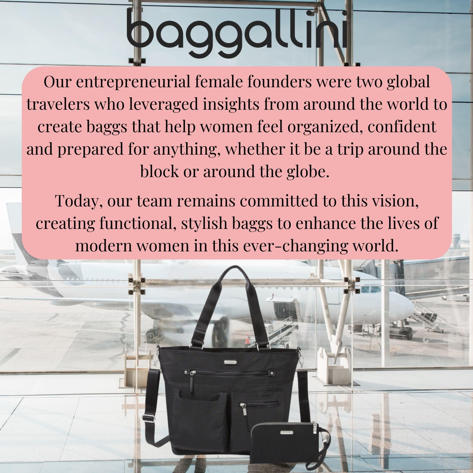 Baggallini RFID Blocking Any Day Tote Bag with Detachable Phone Wristlet - Perfect for Travel, Work & Everyday Use