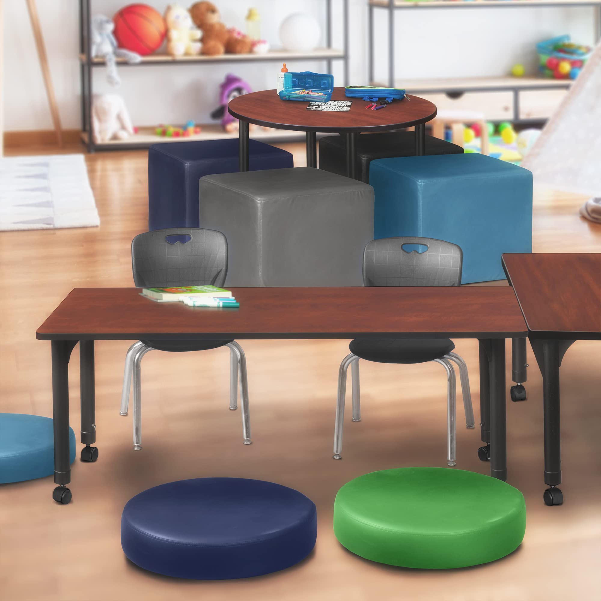Regency Kee Adjustable Height Mobile Classroom Table Set with Two 12