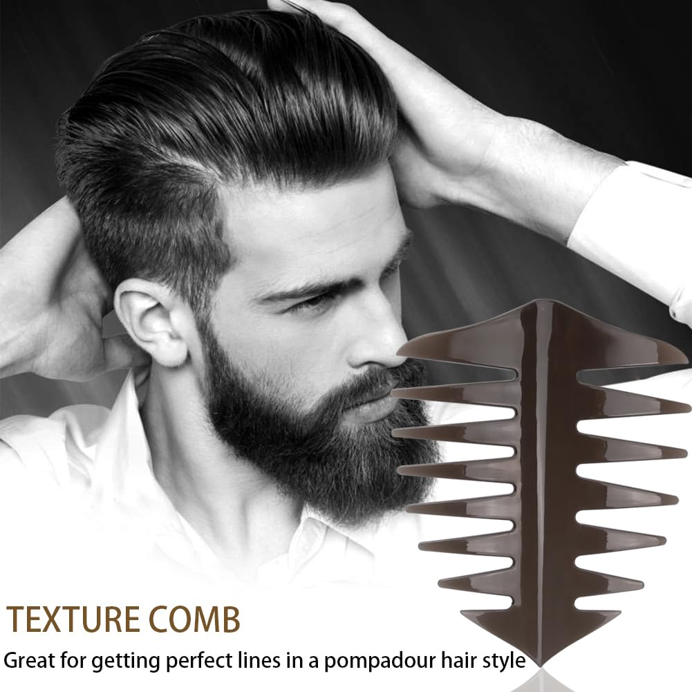 Noverlife 5 Pack Men's Pompadour Hairstyling Combs - Professional Wide Tooth Texture Comb for Slicked Back Hairstyles, Barber Hairdressing, Retro Oil Head Hair Brushes & Hair Pick Comb - Perfect for Styling, Grooming & Salon Use