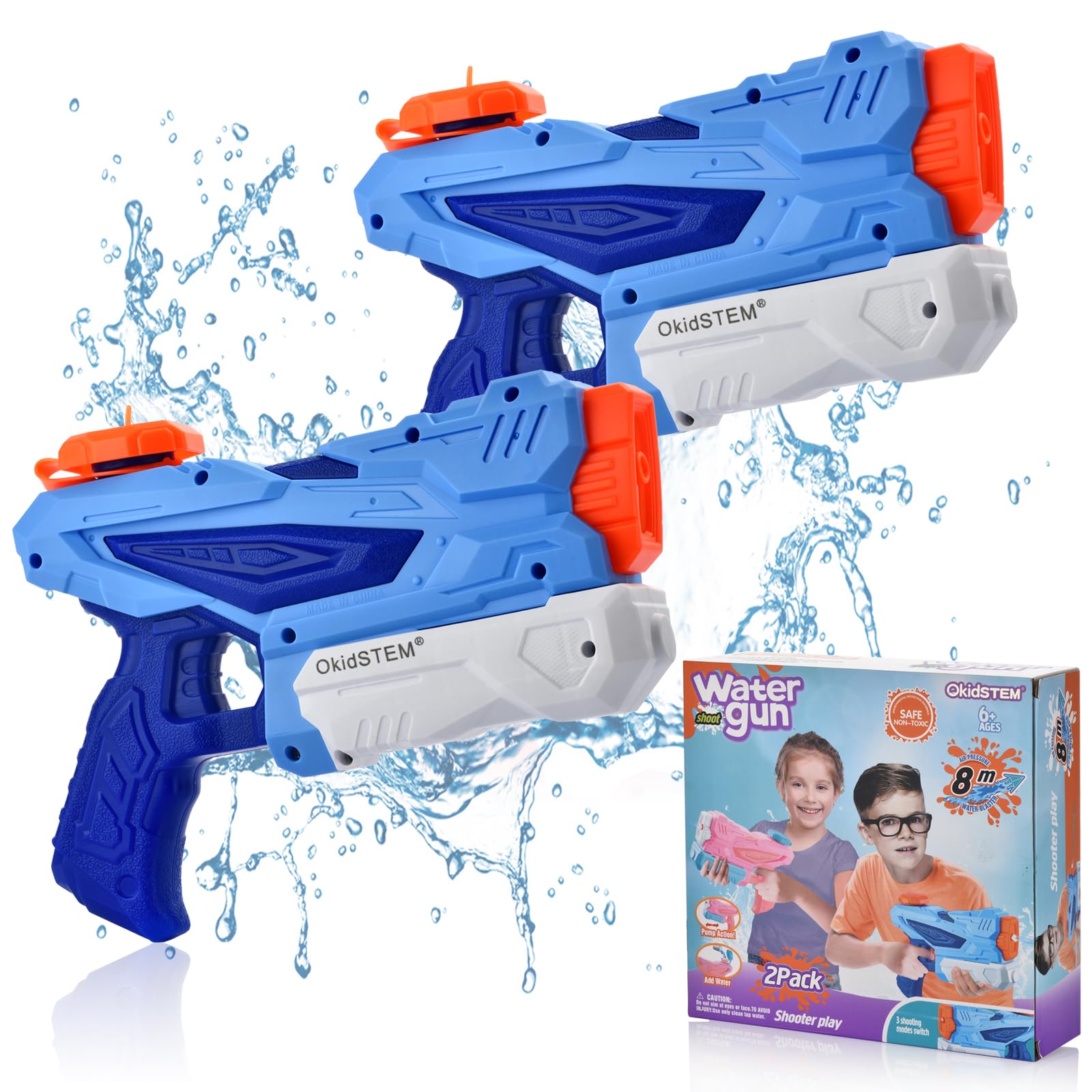 **Best Water Guns for Kids - 2 Pack 300CC Super Soaker Squirt Guns (Blue) - Outdoor Pool, Beach & Summer Water Toys for Boys & Girls - Perfect for Backyard Battles, Parties & Splash Fun**
