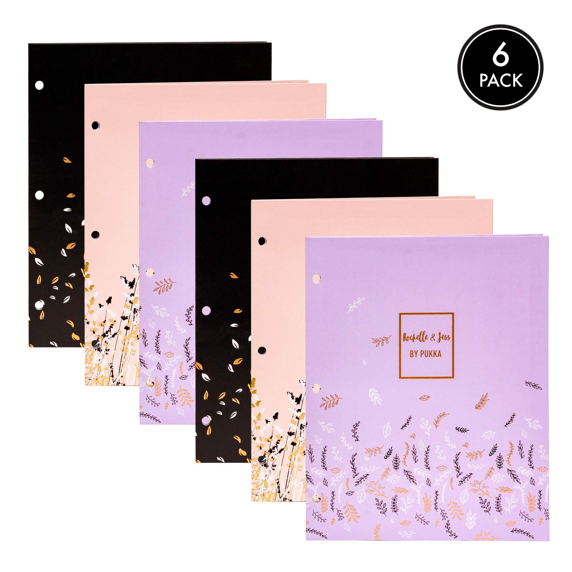 Pukka Pad 6-Pack Pocket Folders with 3 Hole Punches - 11.75 x 9.5 Inch A4 & Letter Size Portfolio Organizers for School, Office & Home - Perfect for Documents, Reports & Homework Organization