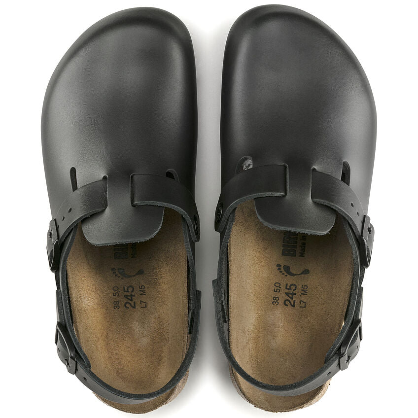Birkenstock Tokio Super Grip Classic Footbed - Black Leather Slip-Resistant Work Shoes for Nurses, Chefs & Healthcare Professionals