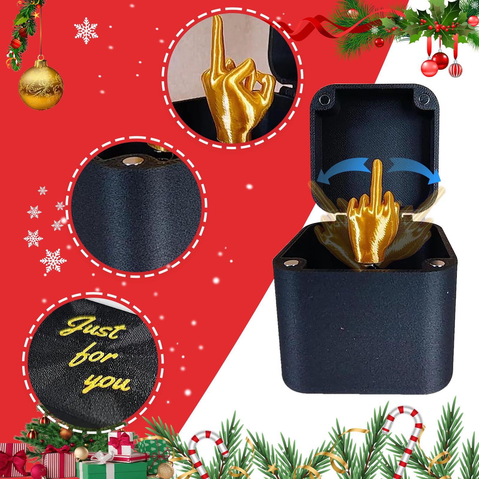 Funny Middle Finger in a Box - Hilarious Gag Gift for Christmas, Birthday & Office Pranks | Pop-Up Surprise Gift Box for Desk Decor & Practical Jokes | Perfect for White Elephant Parties, Coworker Gifts & Stress Relief