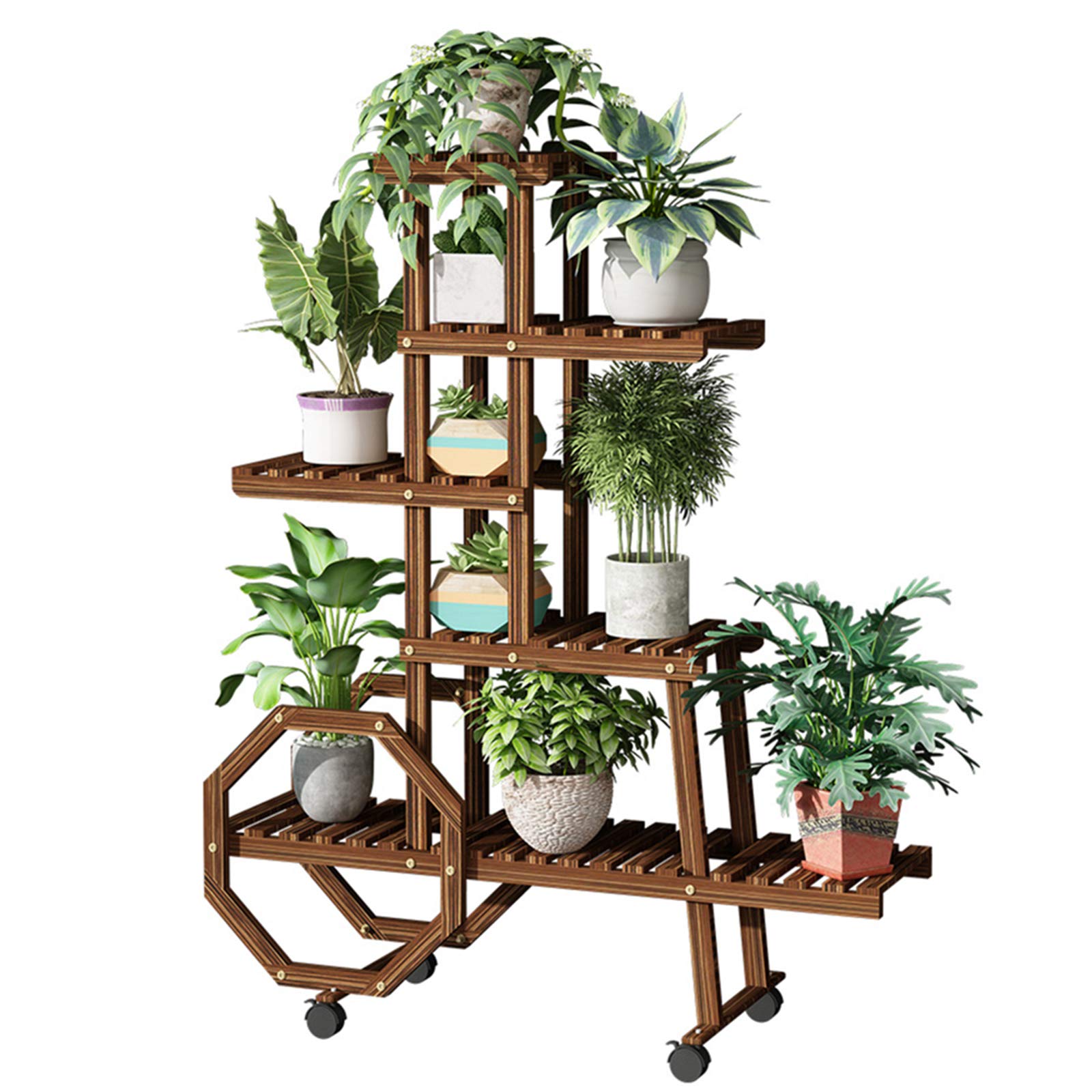 Pine Wood Plant Stand - Indoor & Outdoor Flower Pot Holder Shelf with Adjustable Height for Garden, Patio, Living Room | Perfect for Displaying Plants, Herbs & Home Decor