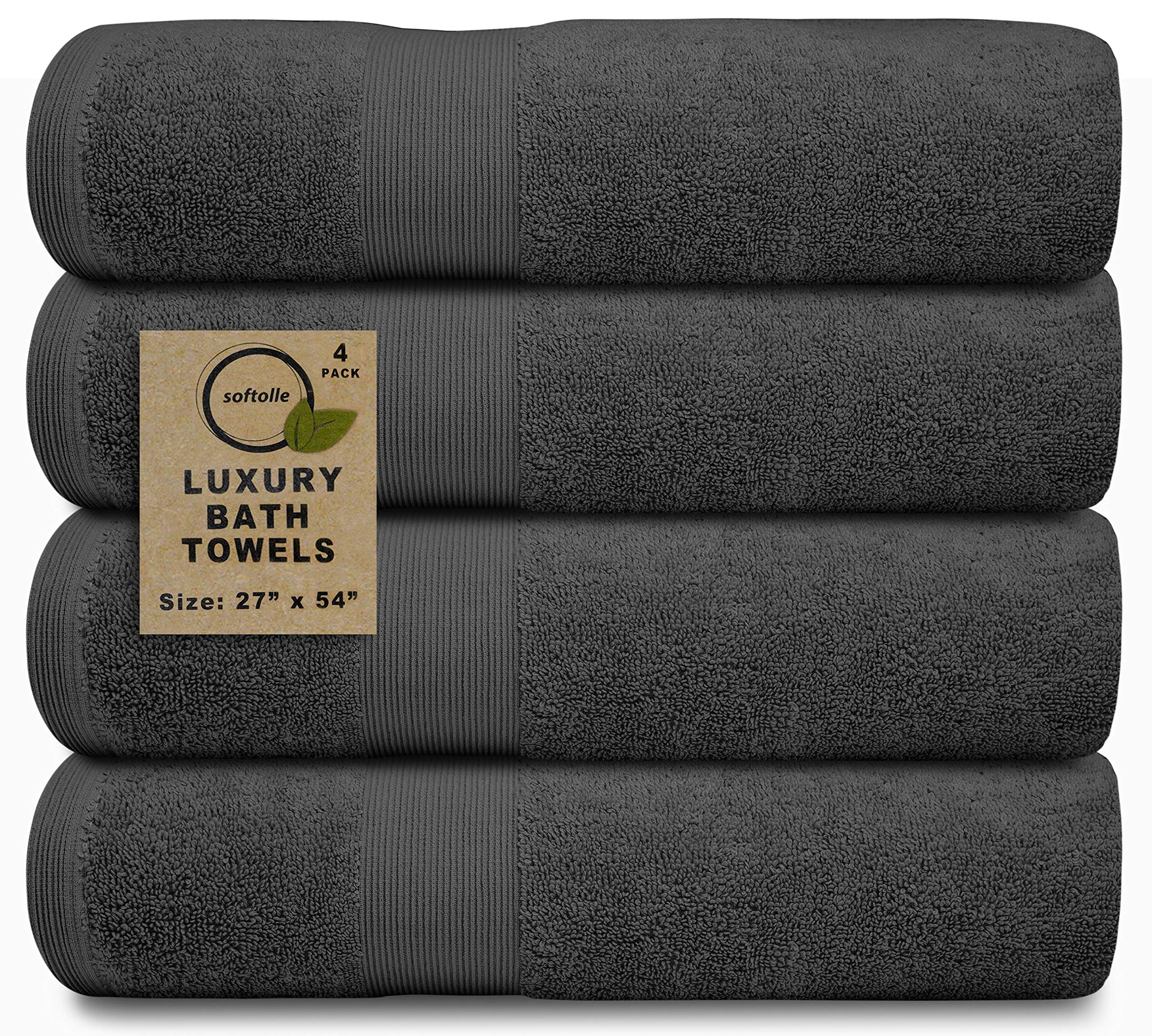 **Softolle 100% Cotton Luxury Bath Towels Set of 4 - Ultra Soft, Absorbent & Eco-Friendly (27