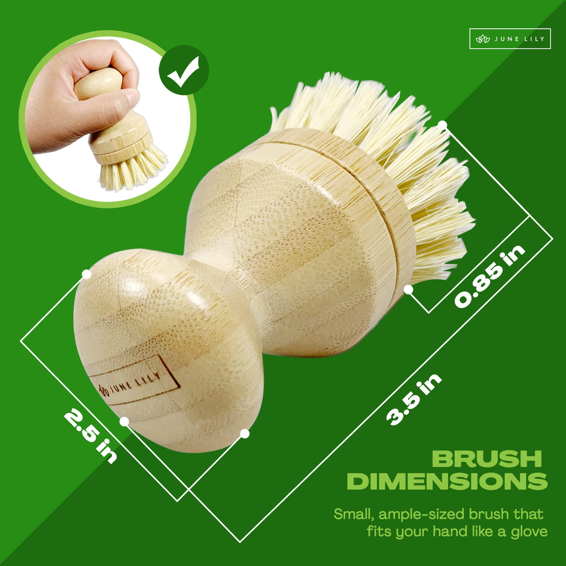 Eco-Friendly Sisal & Coconut Dish Brush Heads - Plant-Based Replacement for Washing Dishes in Kitchen & Bathroom (Dish Brush & Head Bundle) | Perfect for Sustainable Cleaning & Zero Waste Lifestyle