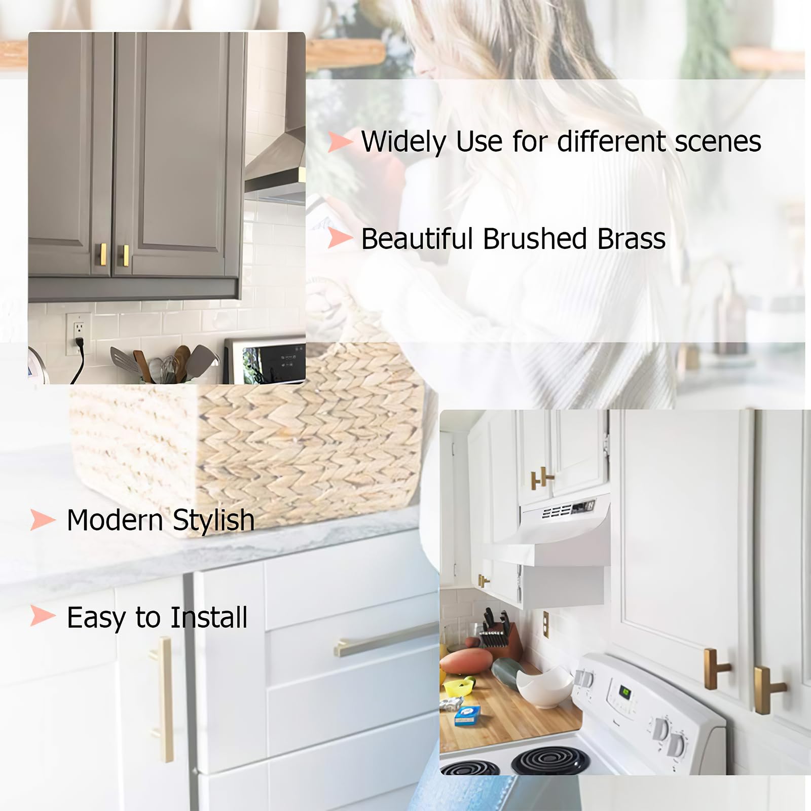 50 Pack Brushed Gold Cabinet Knobs - Modern Stainless Steel Kitchen & Bathroom Hardware - Dresser Drawers Handles for Home & Office Organization (Set of 50)
